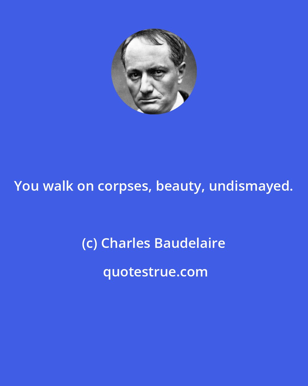 Charles Baudelaire: You walk on corpses, beauty, undismayed.