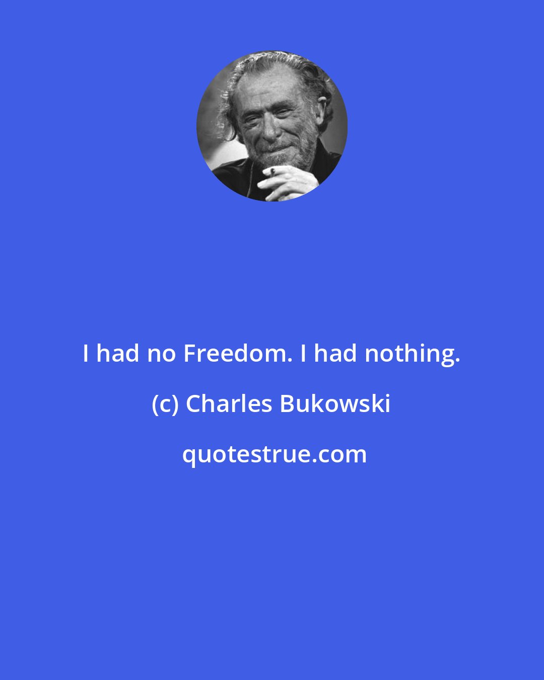 Charles Bukowski: I had no Freedom. I had nothing.