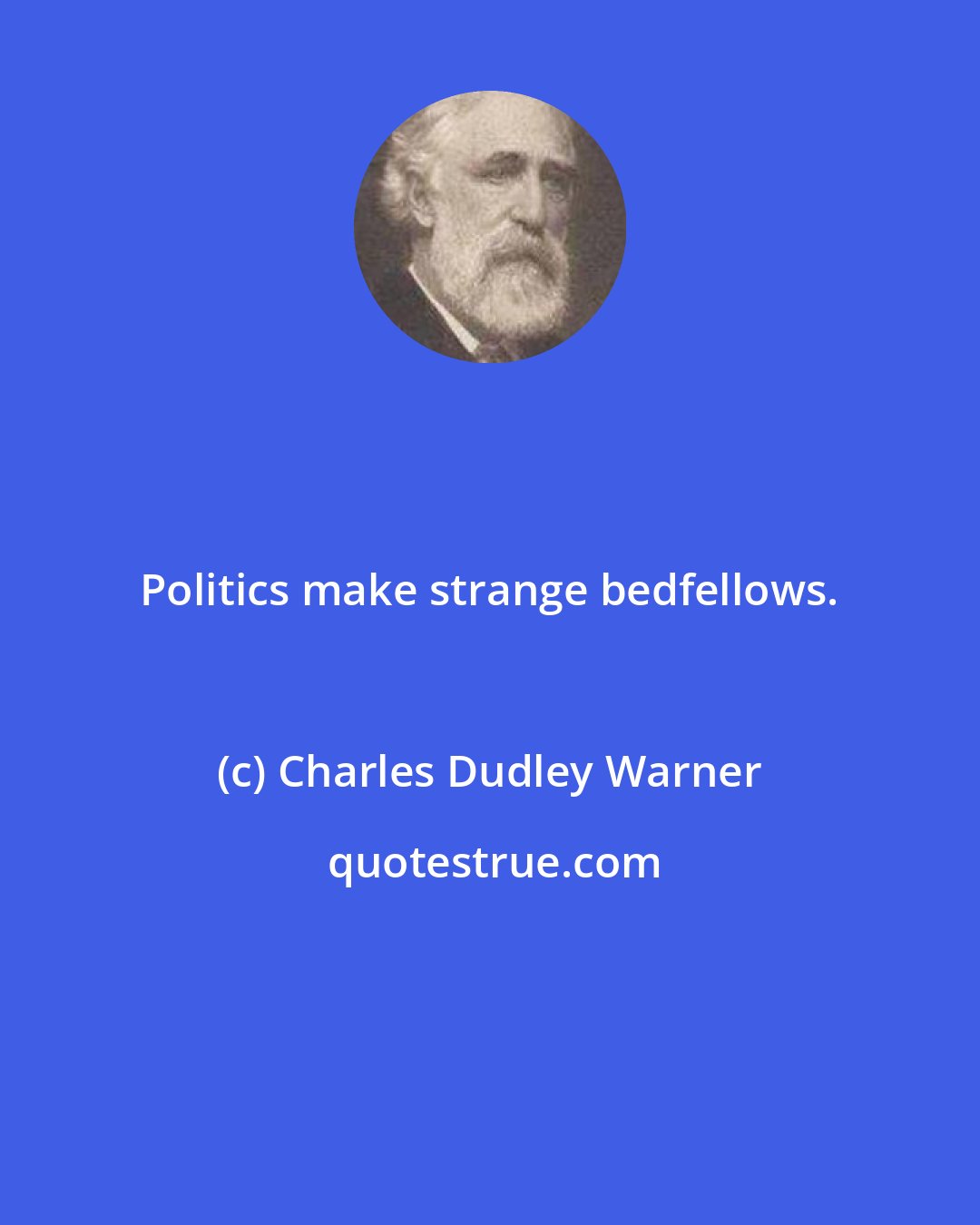 Charles Dudley Warner: Politics make strange bedfellows.