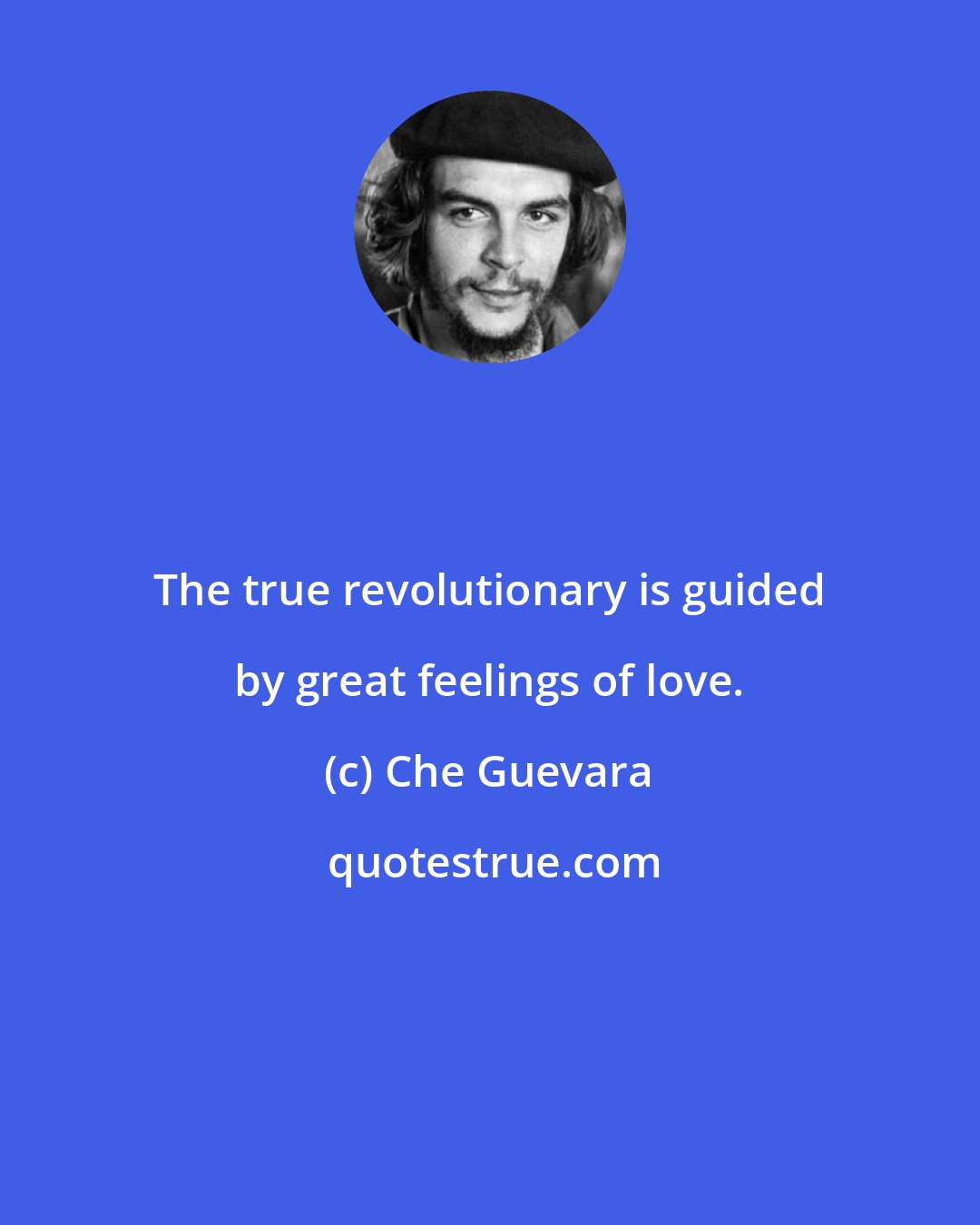Che Guevara: The true revolutionary is guided by great feelings of love.