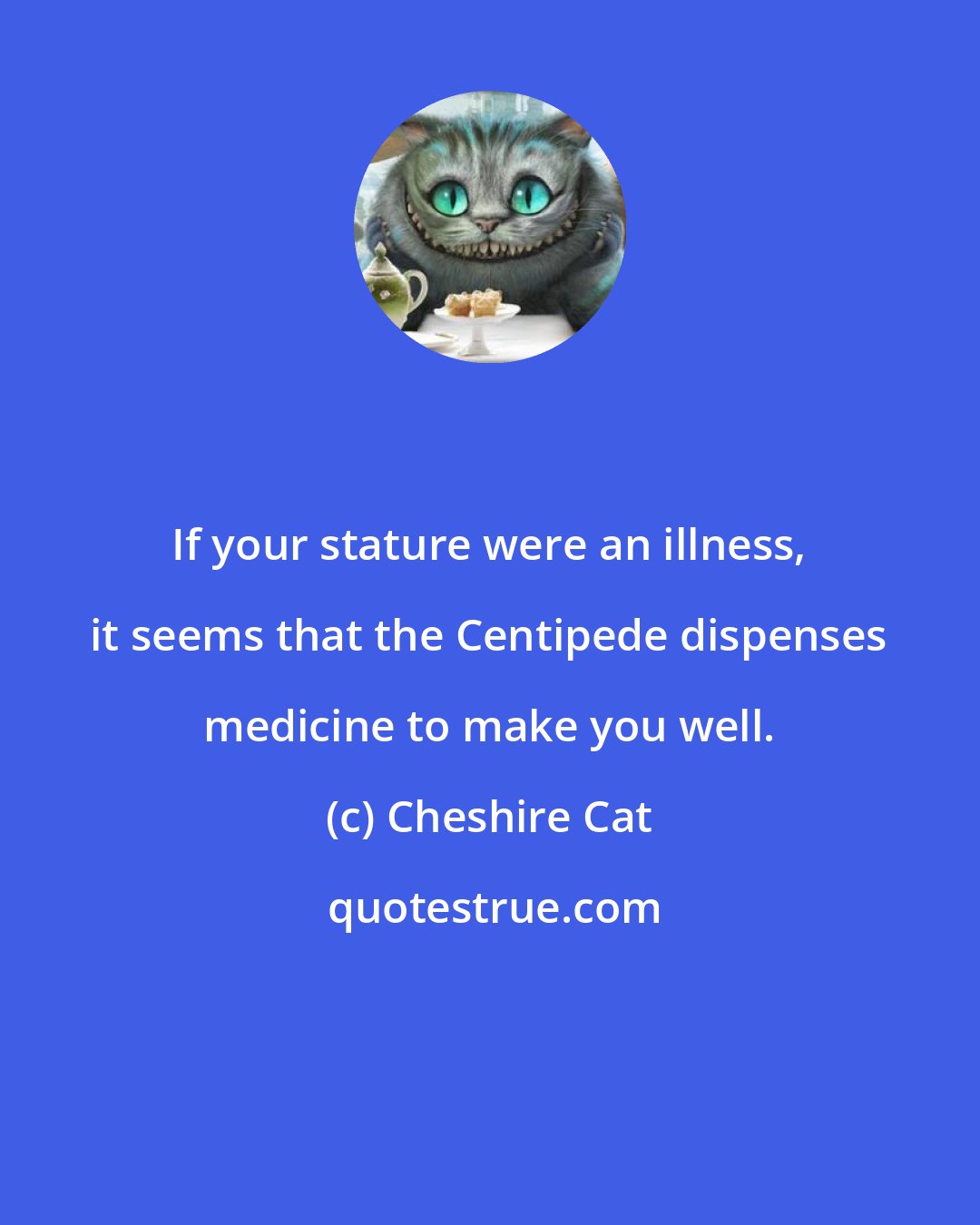 Cheshire Cat: If your stature were an illness, it seems that the Centipede dispenses medicine to make you well.