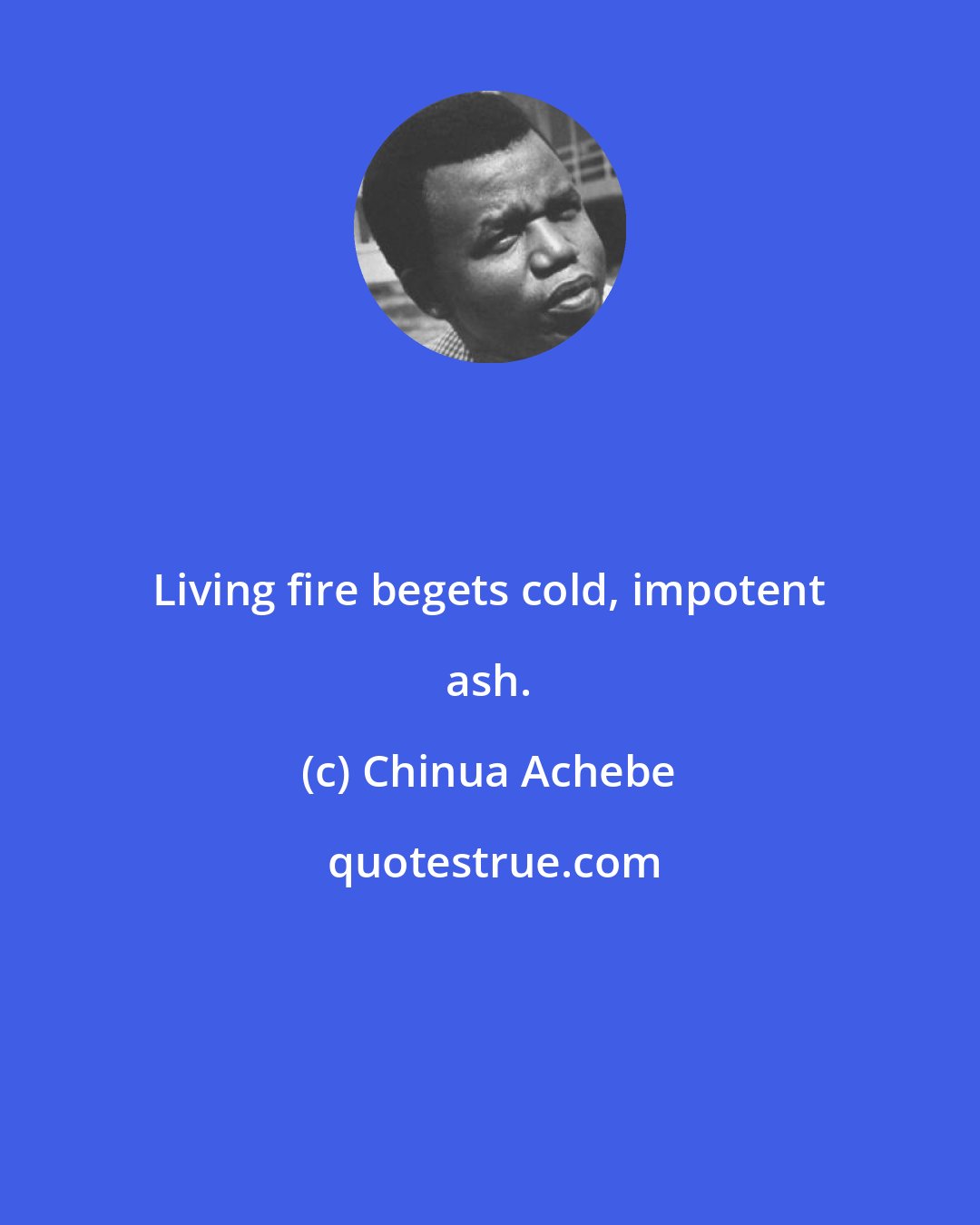 Chinua Achebe: Living fire begets cold, impotent ash.