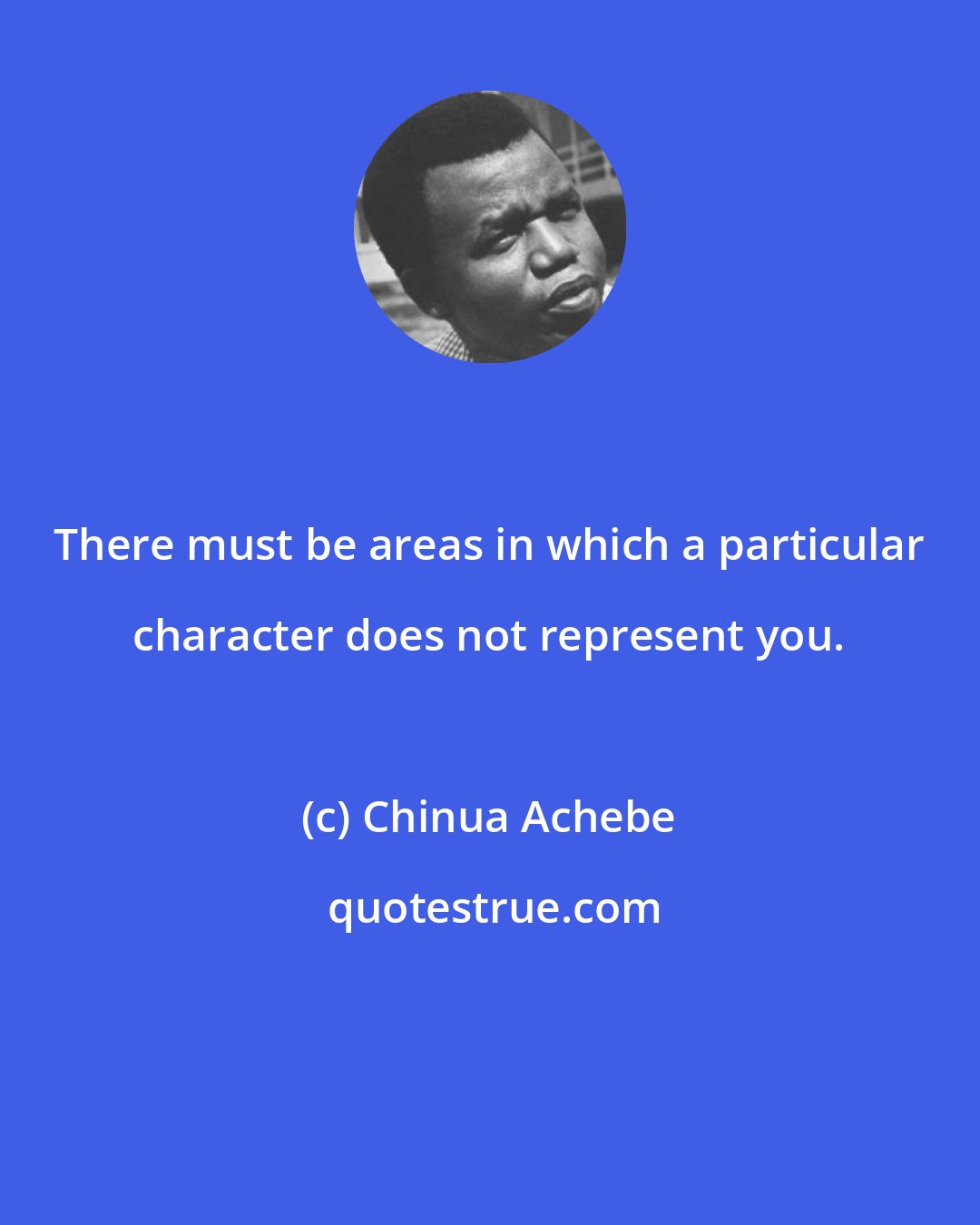 Chinua Achebe: There must be areas in which a particular character does not represent you.