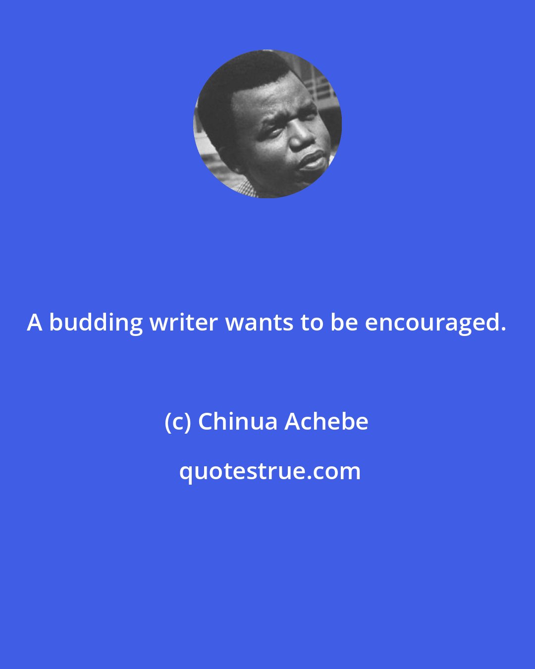 Chinua Achebe: A budding writer wants to be encouraged.