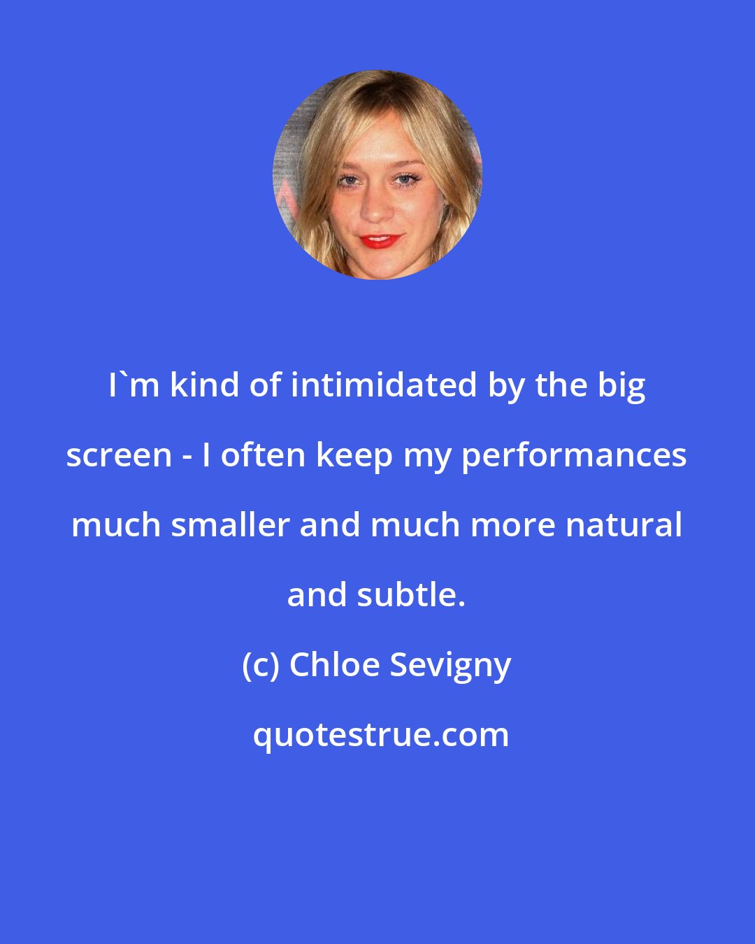 Chloe Sevigny: I'm kind of intimidated by the big screen - I often keep my performances much smaller and much more natural and subtle.
