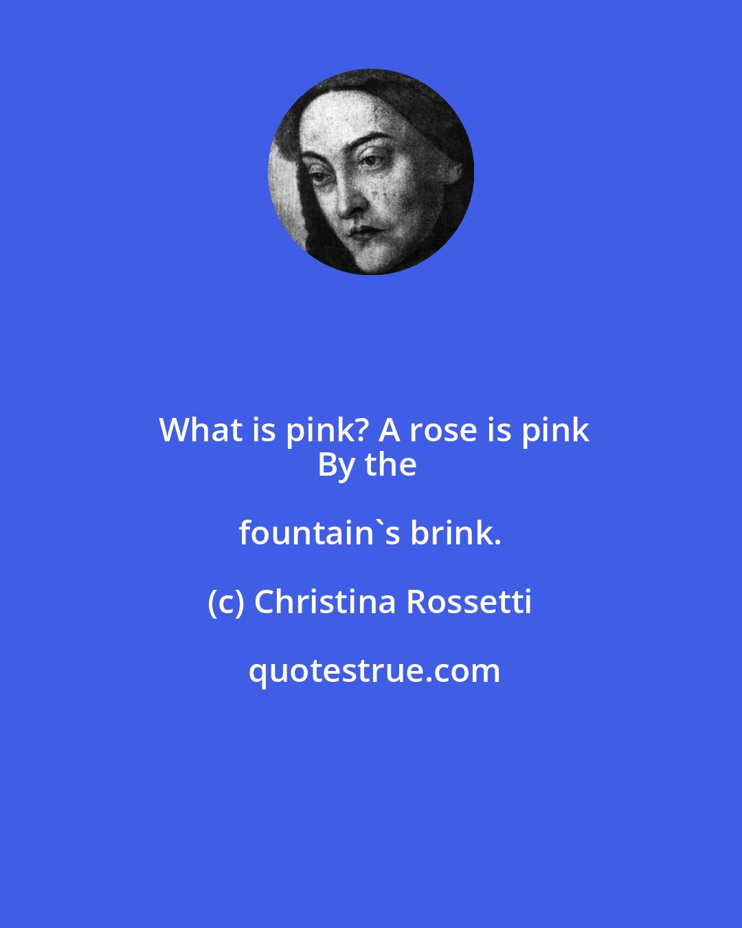 Christina Rossetti: What is pink? A rose is pink
By the fountain's brink.