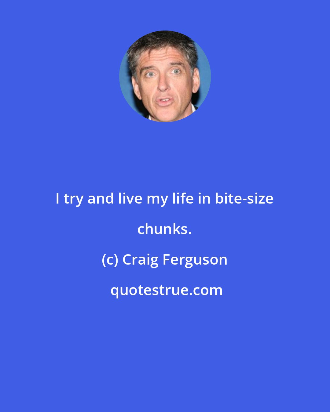 Craig Ferguson: I try and live my life in bite-size chunks.