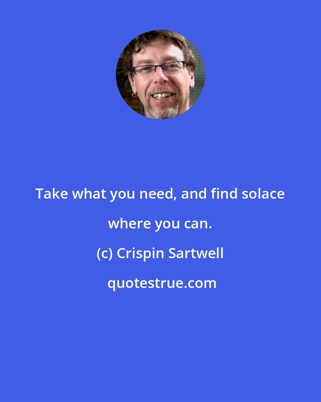 Crispin Sartwell: Take what you need, and find solace where you can.