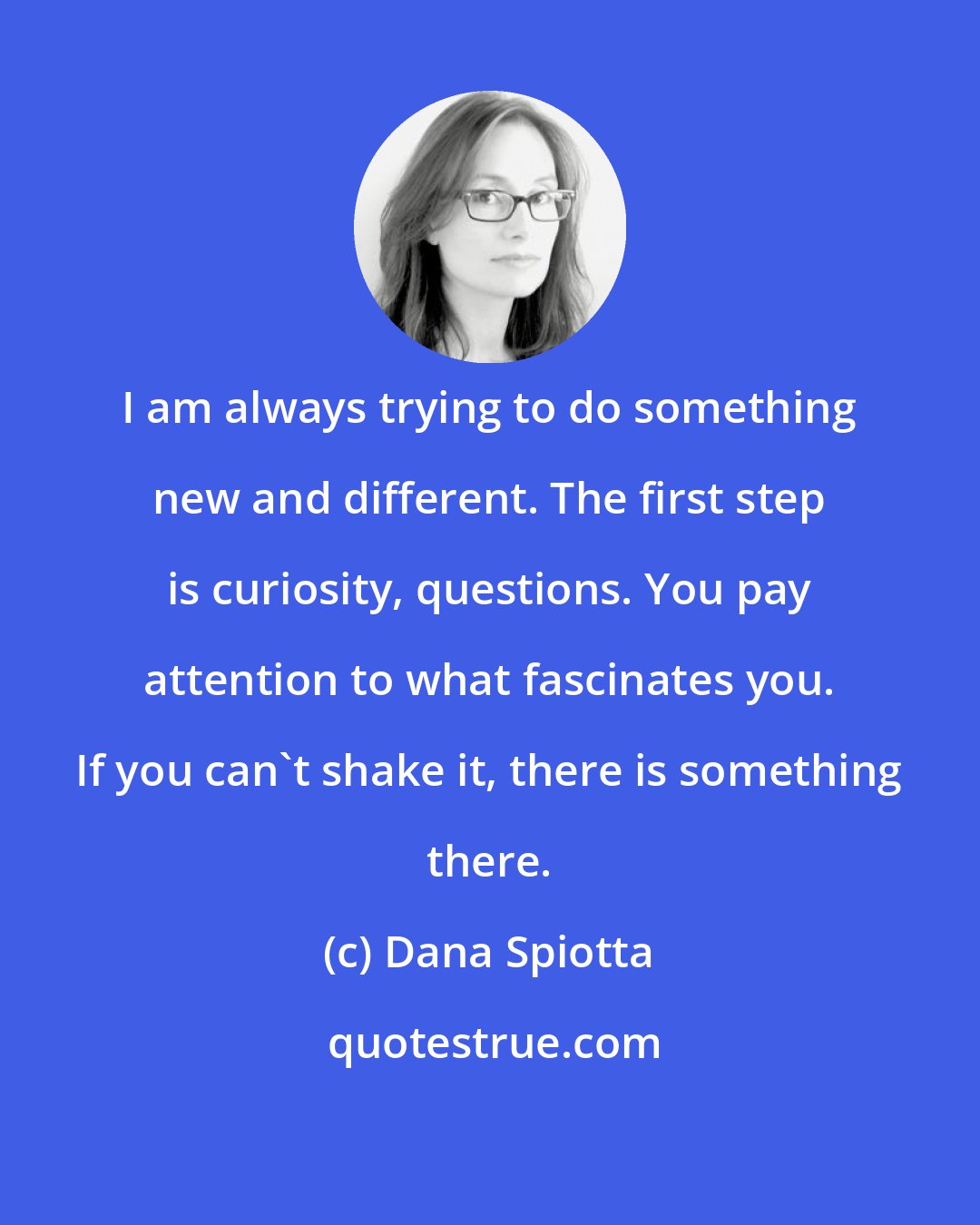 Dana Spiotta: I am always trying to do something new and different. The first step is curiosity, questions. You pay attention to what fascinates you. If you can't shake it, there is something there.