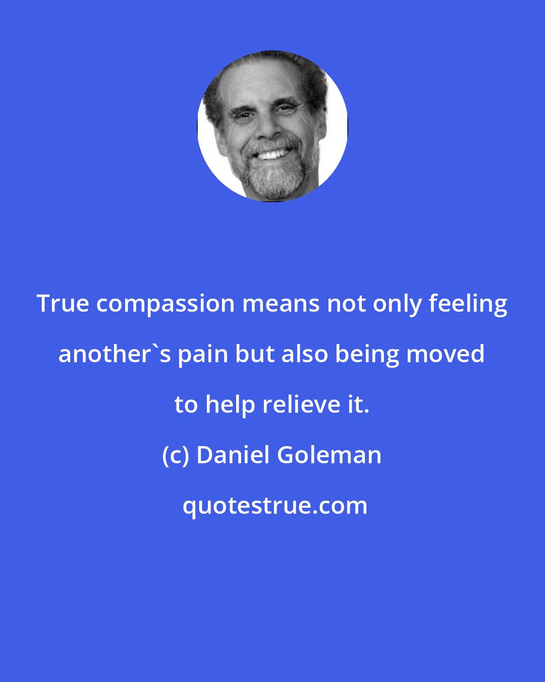 Daniel Goleman: True compassion means not only feeling another's pain but also being moved to help relieve it.