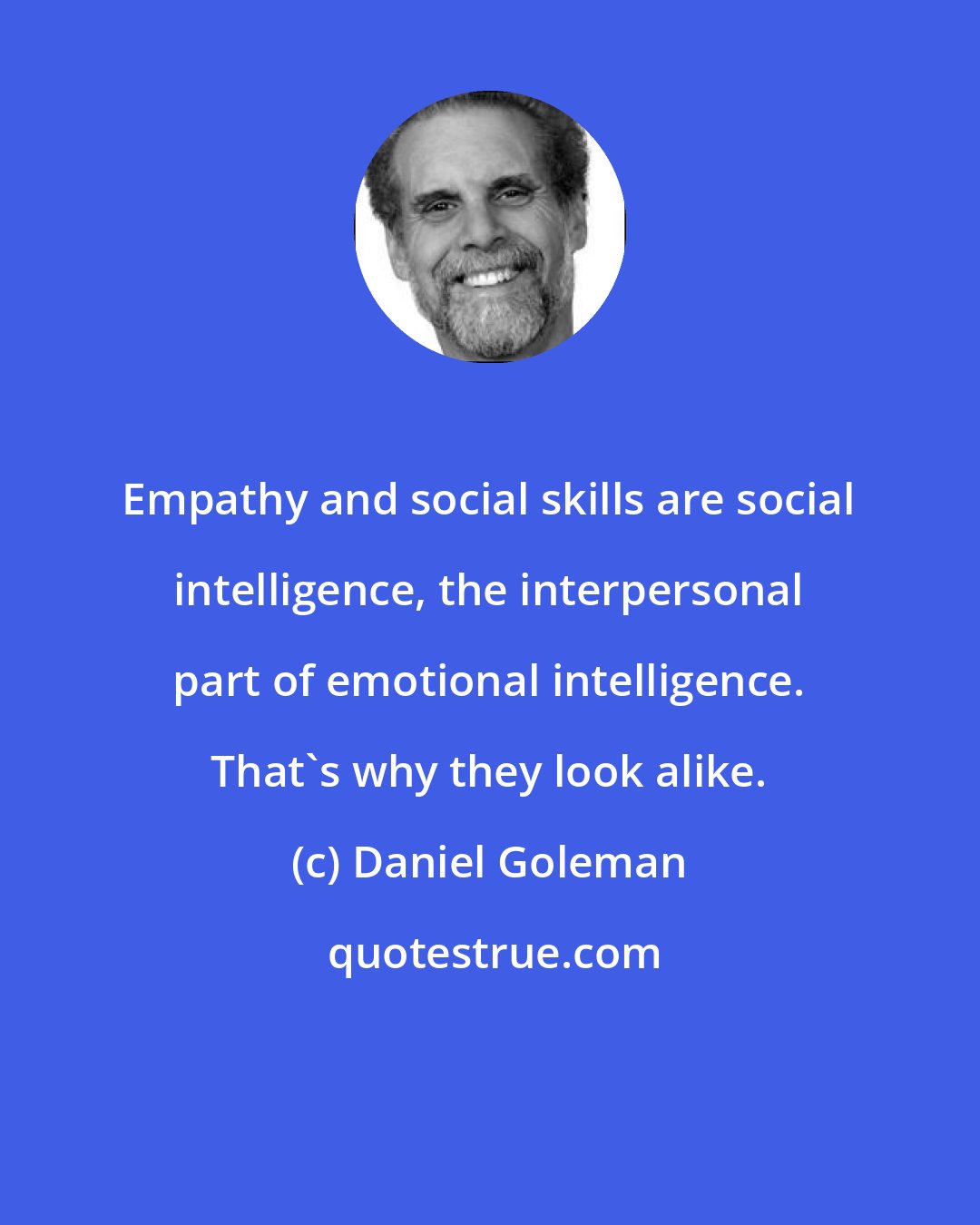 Daniel Goleman: Empathy and social skills are social intelligence, the interpersonal part of emotional intelligence. That's why they look alike.
