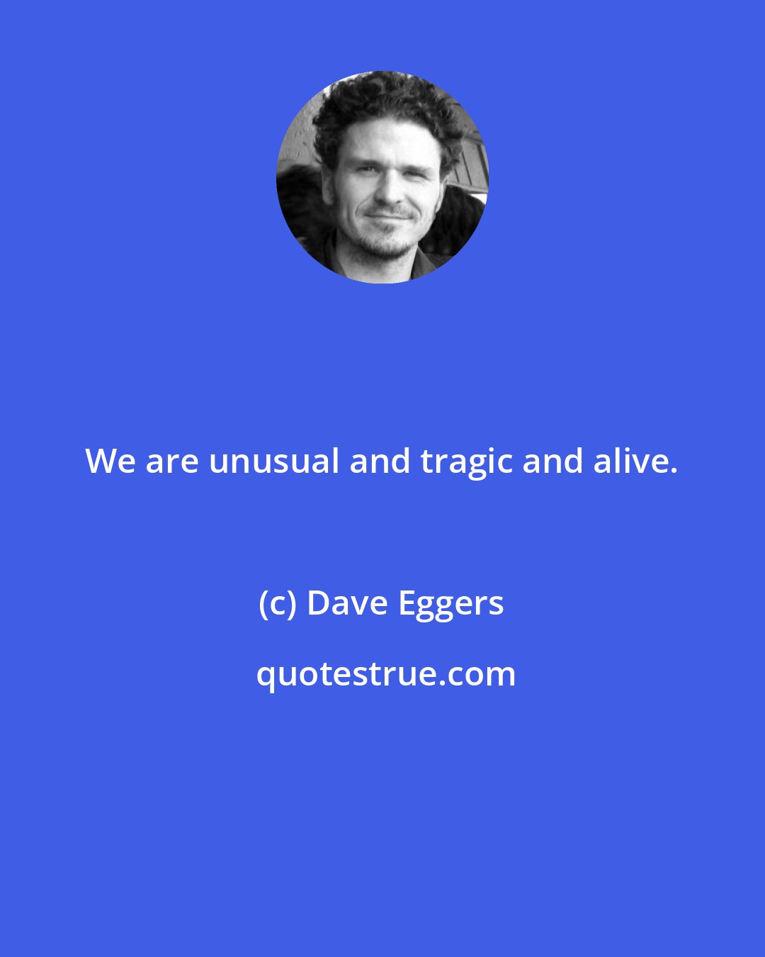 Dave Eggers: We are unusual and tragic and alive.