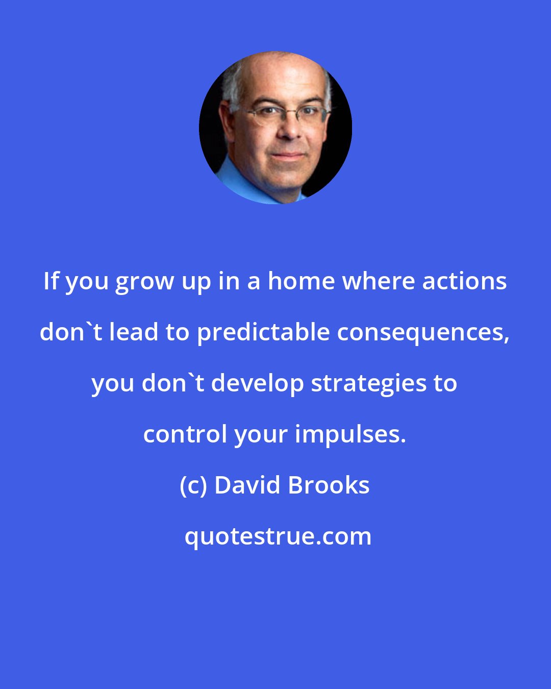 David Brooks: If you grow up in a home where actions don't lead to predictable consequences, you don't develop strategies to control your impulses.