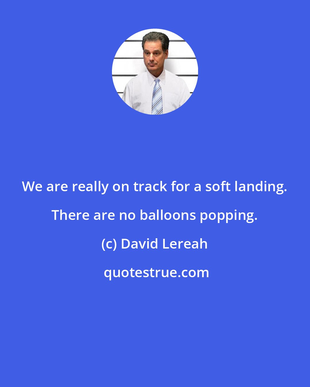 David Lereah: We are really on track for a soft landing. There are no balloons popping.