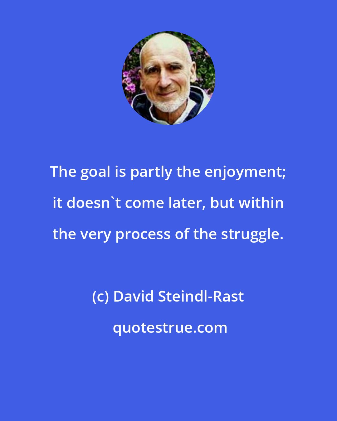 David Steindl-Rast: The goal is partly the enjoyment; it doesn't come later, but within the very process of the struggle.