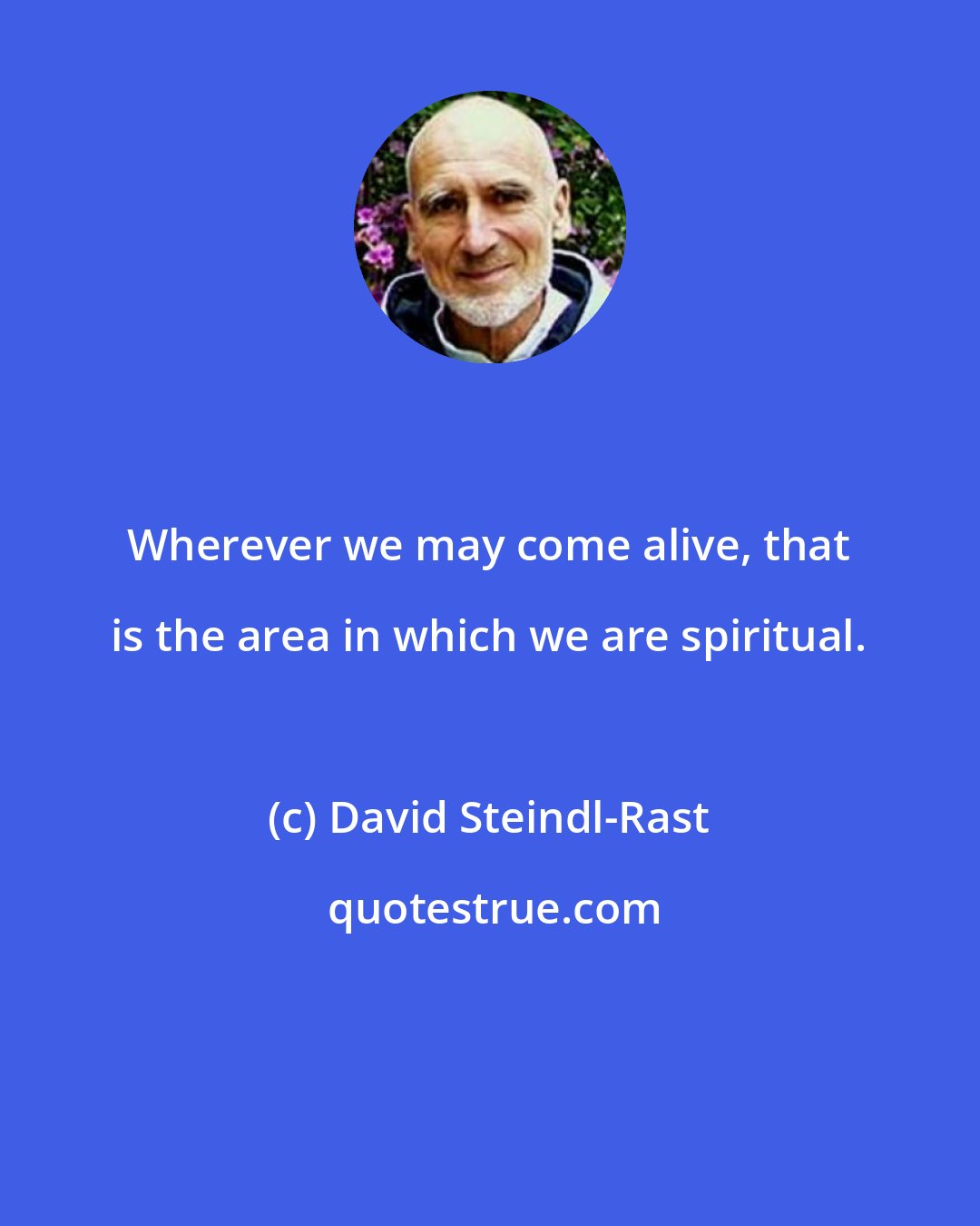 David Steindl-Rast: Wherever we may come alive, that is the area in which we are spiritual.