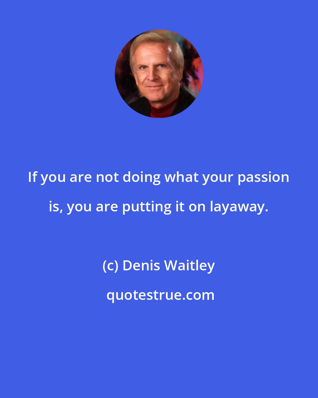 Denis Waitley: If you are not doing what your passion is, you are putting it on layaway.