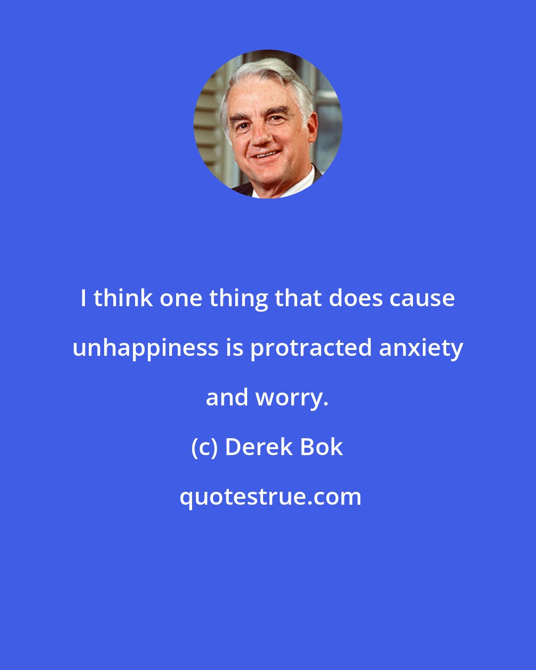 Derek Bok: I think one thing that does cause unhappiness is protracted anxiety and worry.