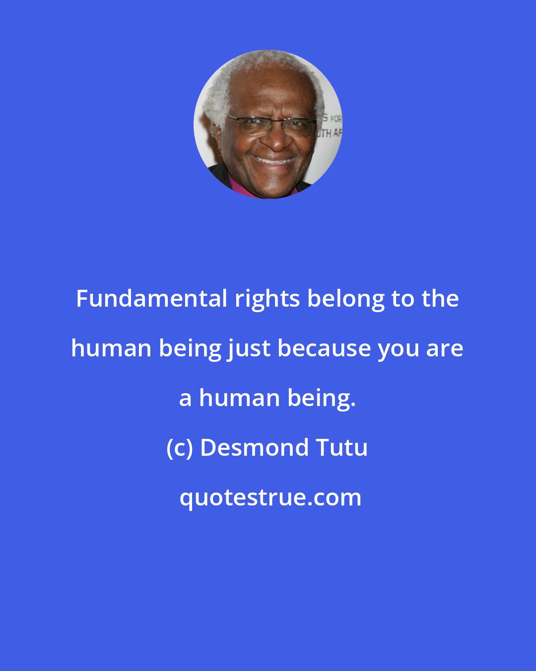 Desmond Tutu: Fundamental rights belong to the human being just because you are a human being.