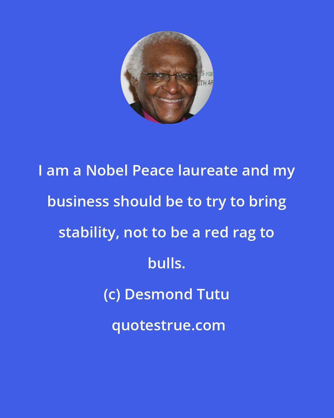 Desmond Tutu: I am a Nobel Peace laureate and my business should be to try to bring stability, not to be a red rag to bulls.