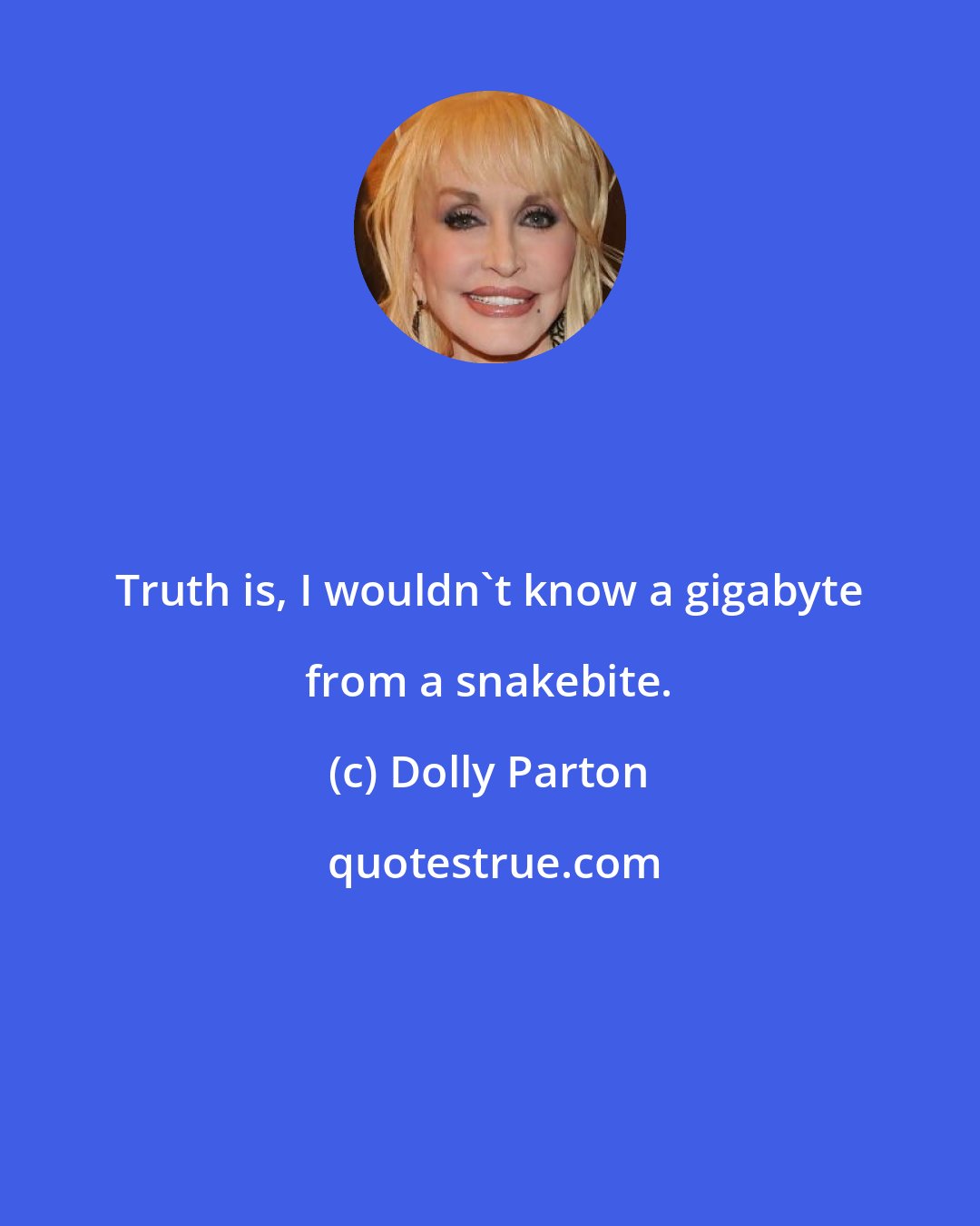 Dolly Parton: Truth is, I wouldn't know a gigabyte from a snakebite.