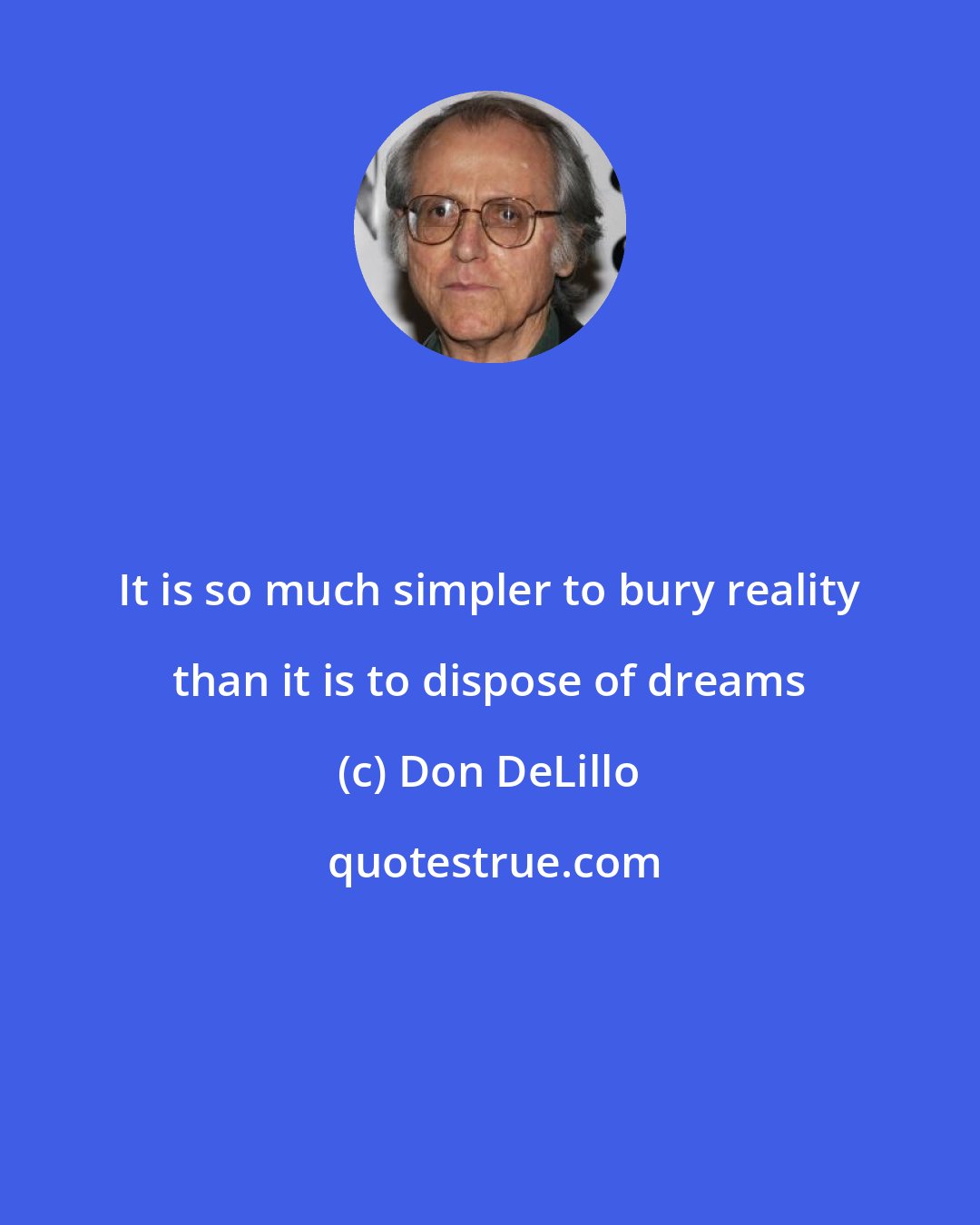 Don DeLillo: It is so much simpler to bury reality than it is to dispose of dreams