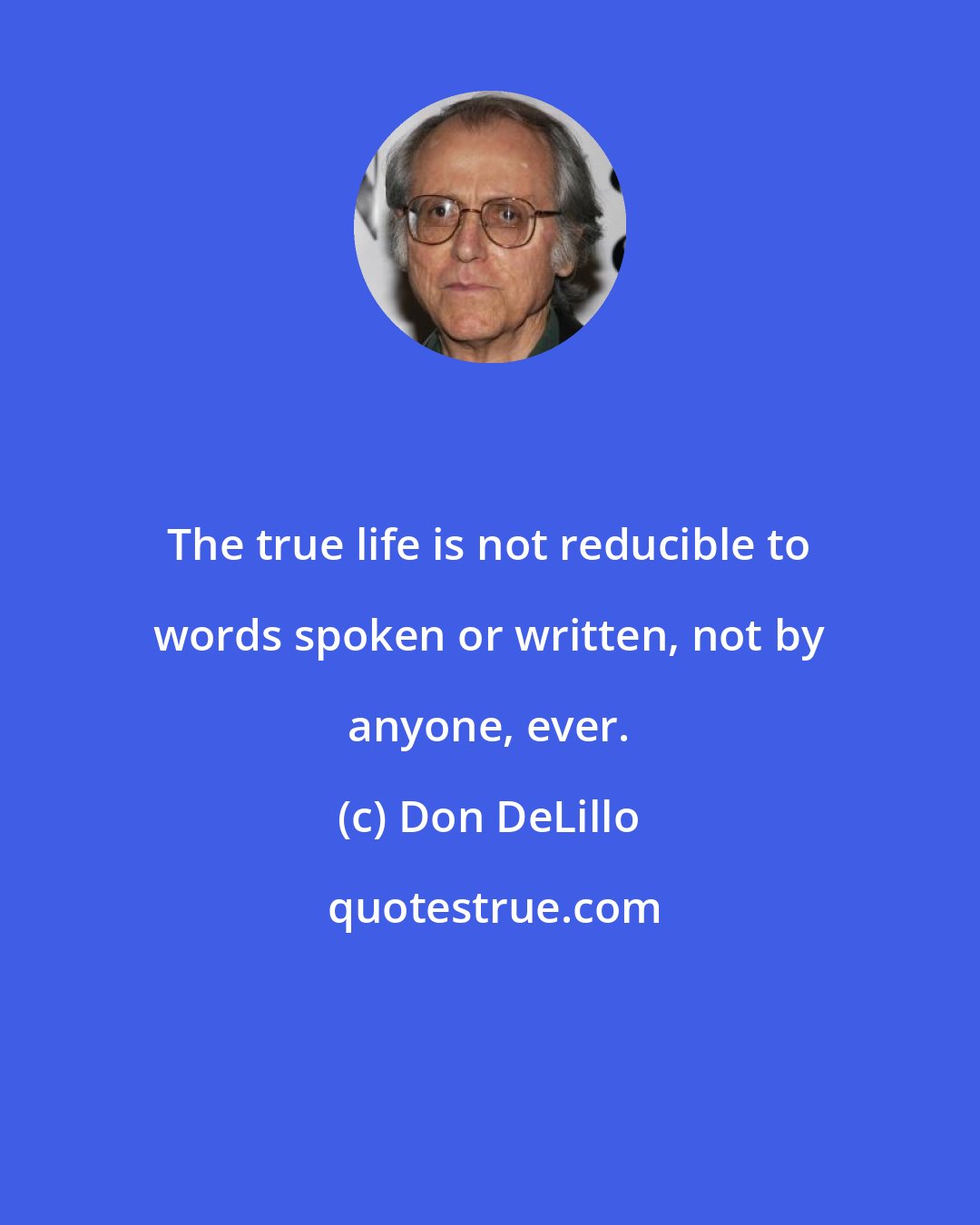 Don DeLillo: The true life is not reducible to words spoken or written, not by anyone, ever.