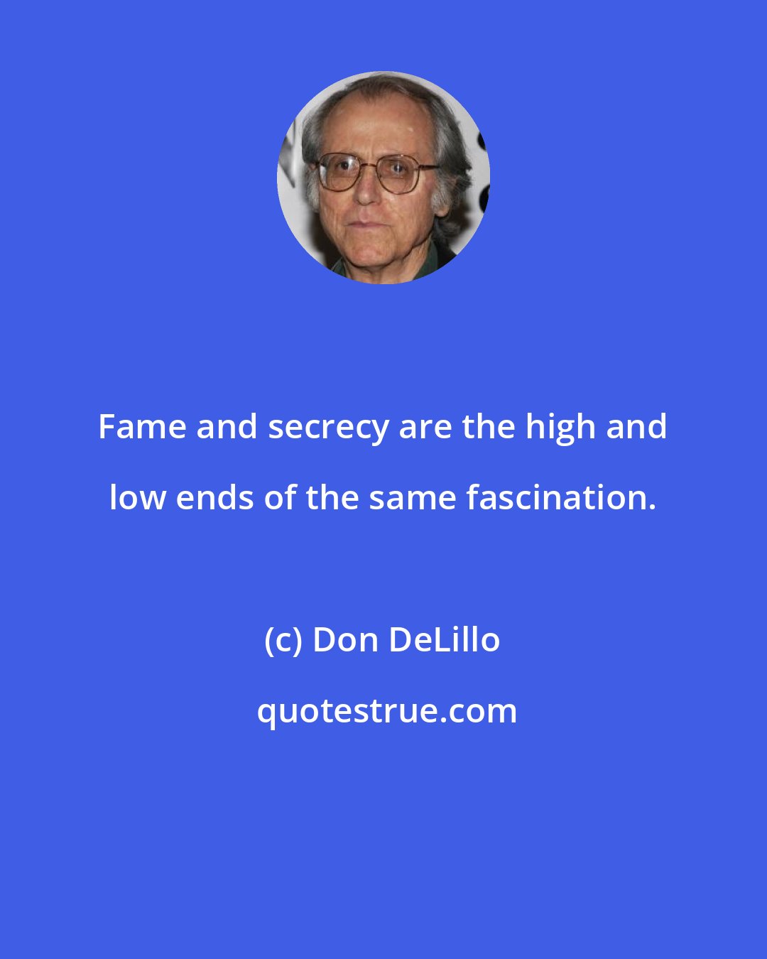 Don DeLillo: Fame and secrecy are the high and low ends of the same fascination.