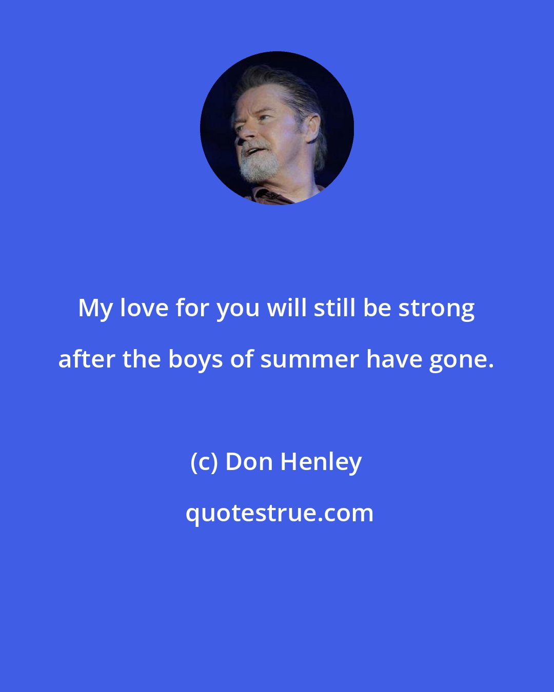 Don Henley: My love for you will still be strong after the boys of summer have gone.