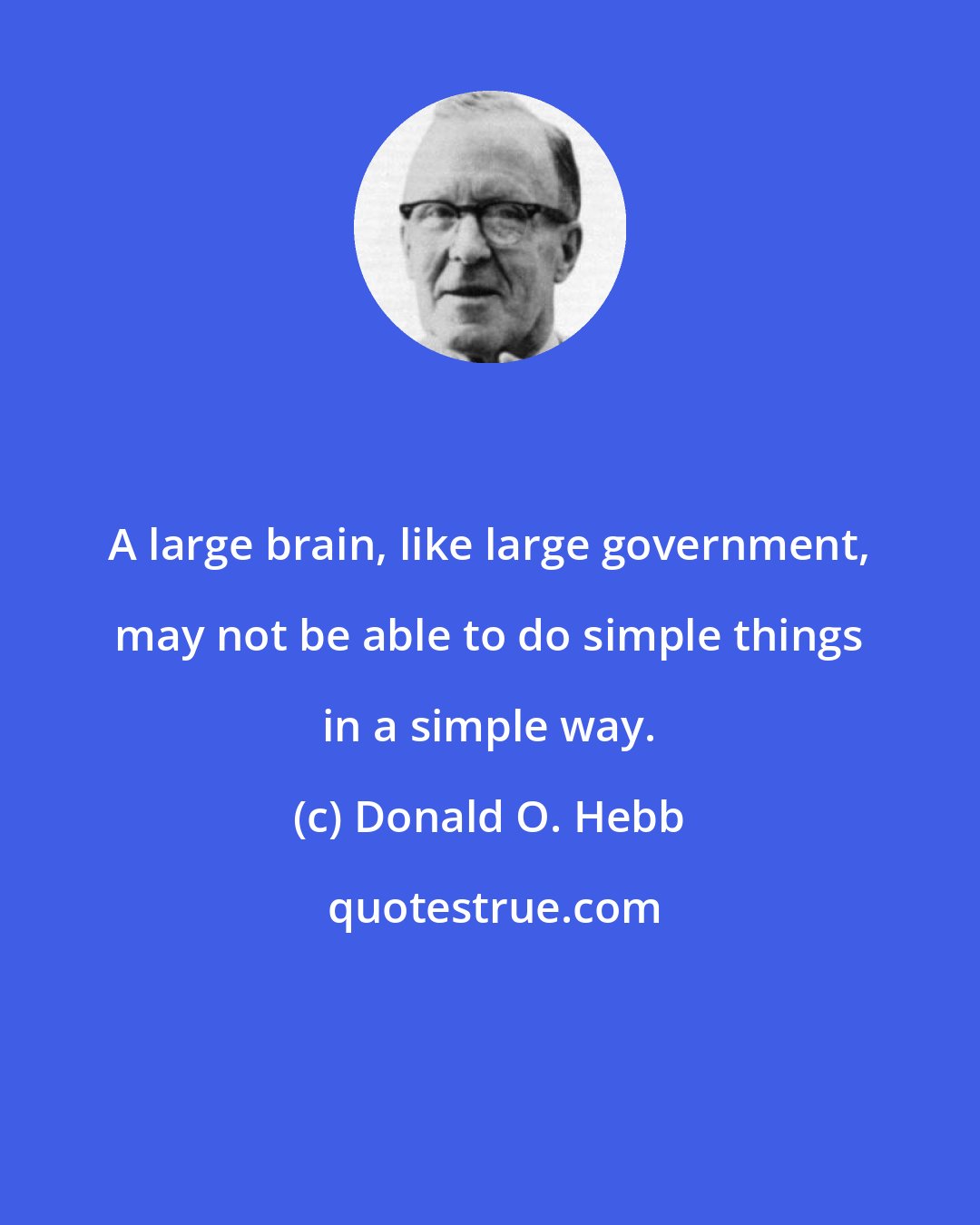 Donald O. Hebb: A large brain, like large government, may not be able to do simple things in a simple way.