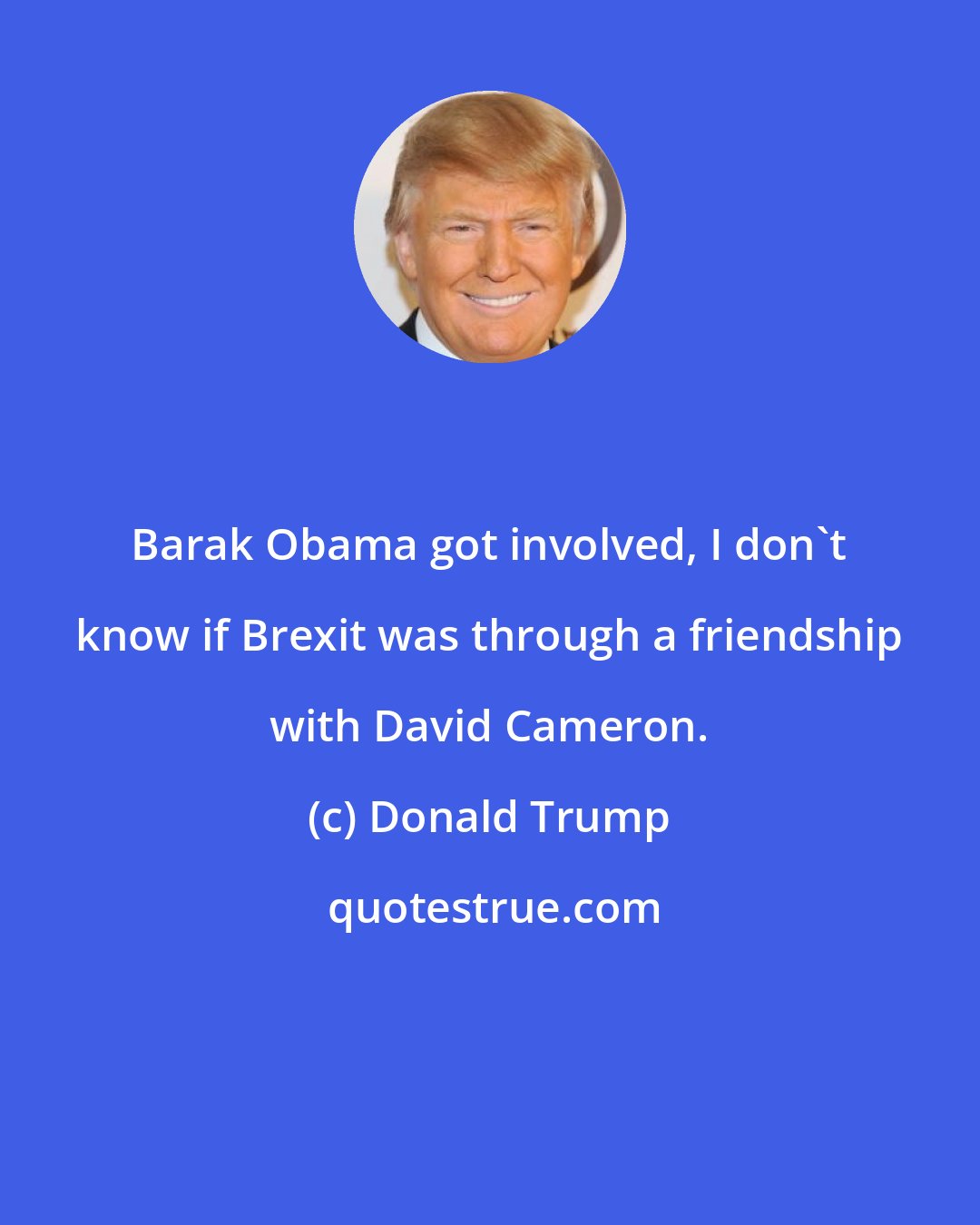 Donald Trump: Barak Obama got involved, I don't know if Brexit was through a friendship with David Cameron.