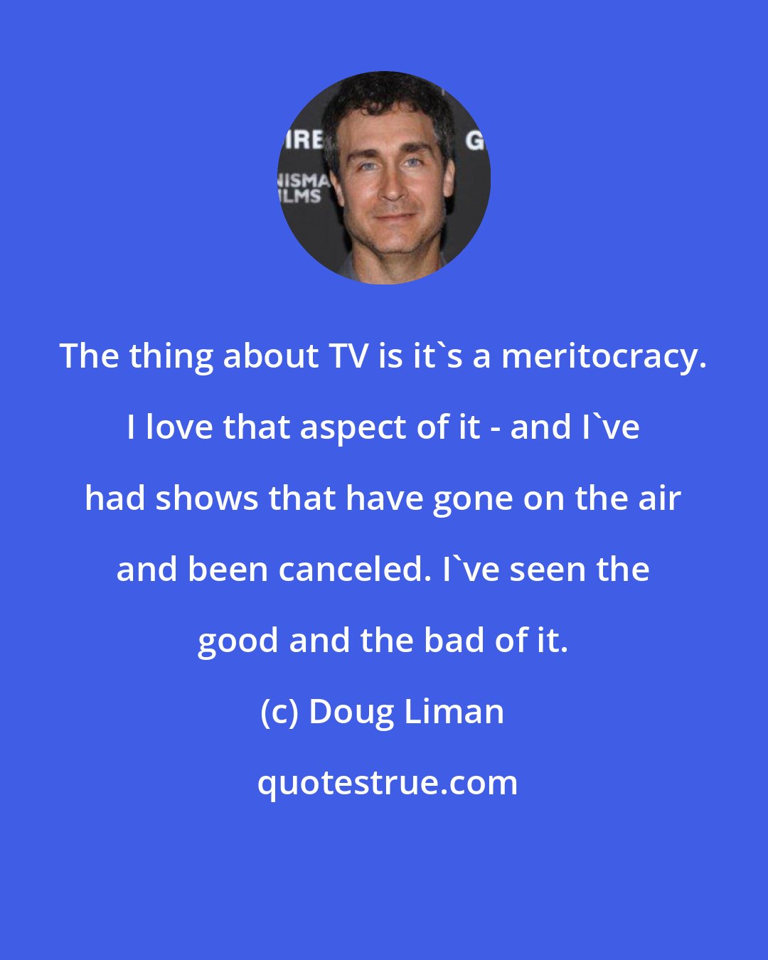 Doug Liman: The thing about TV is it's a meritocracy. I love that aspect of it - and I've had shows that have gone on the air and been canceled. I've seen the good and the bad of it.