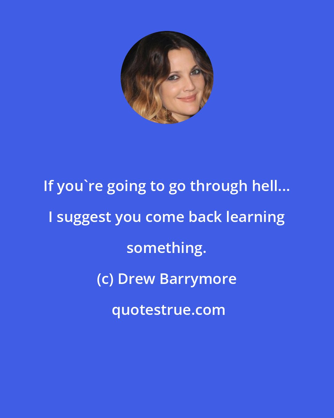 Drew Barrymore: If you're going to go through hell... I suggest you come back learning something.