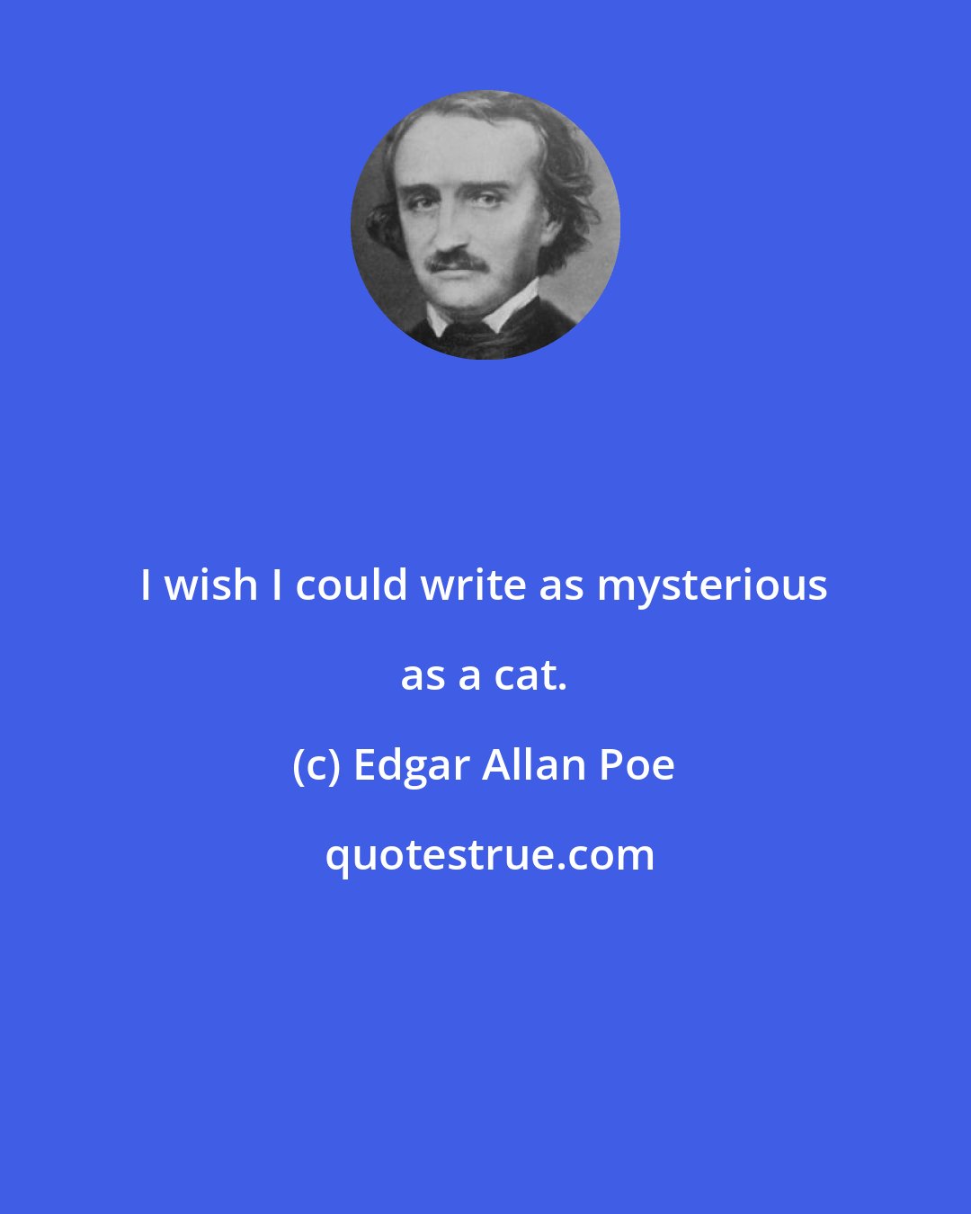 Edgar Allan Poe: I wish I could write as mysterious as a cat.