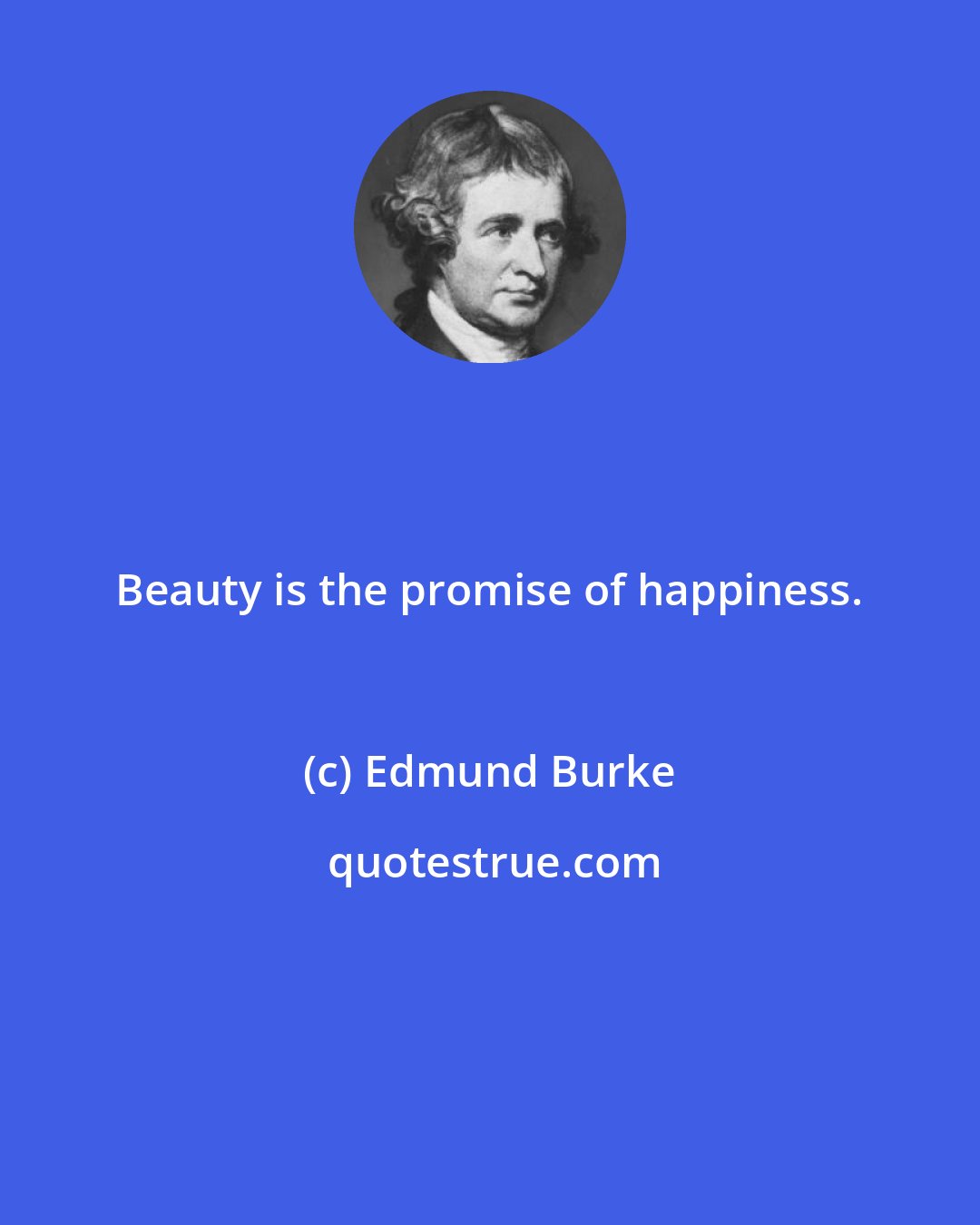 Edmund Burke: Beauty is the promise of happiness.