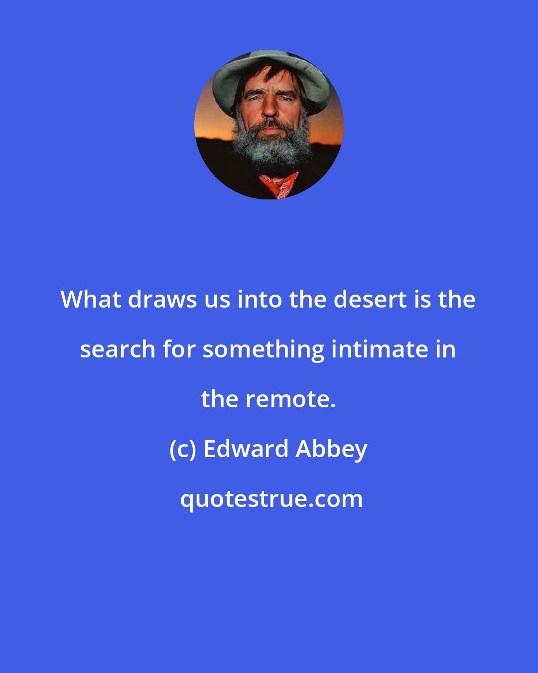 Edward Abbey: What draws us into the desert is the search for something intimate in the remote.