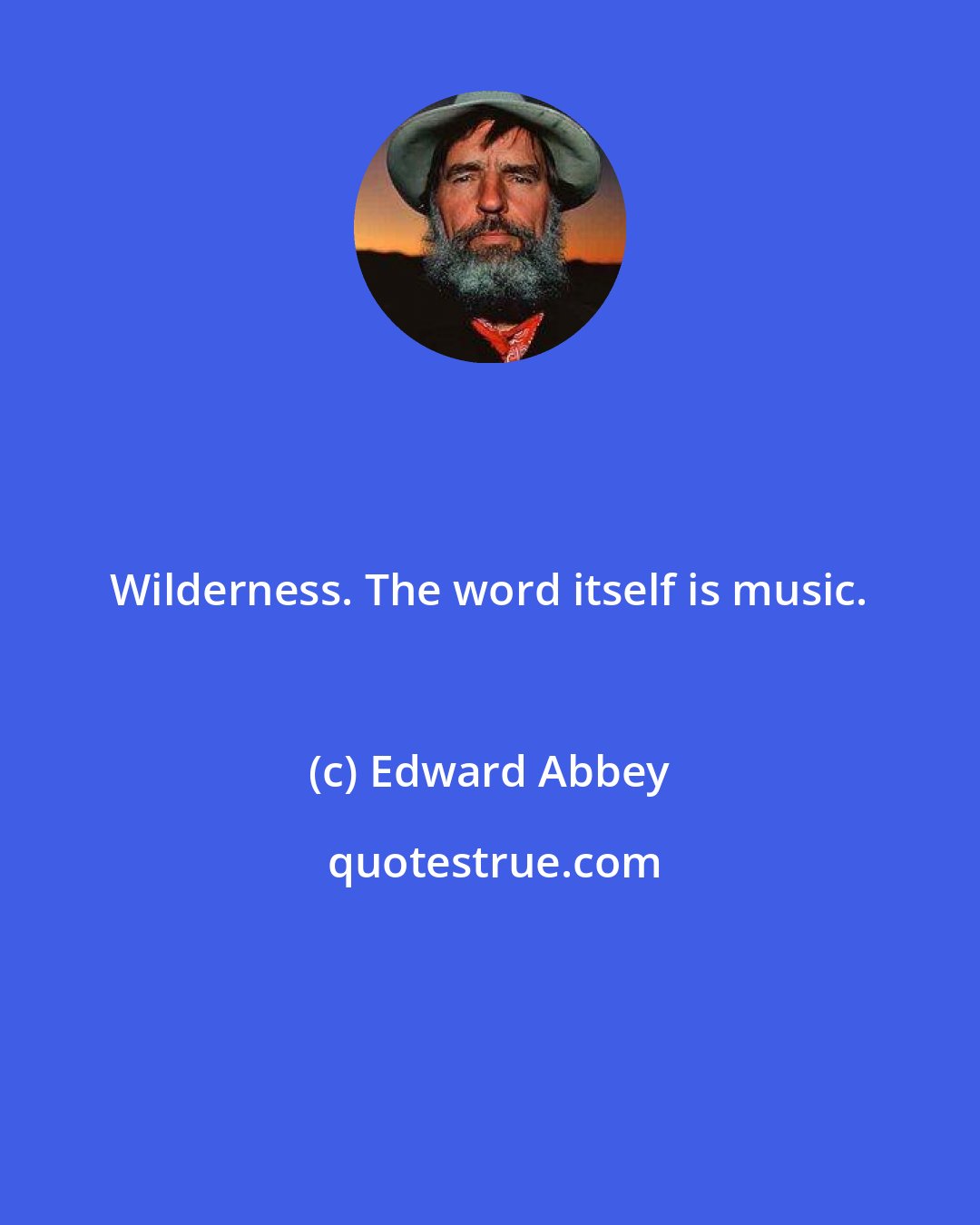 Edward Abbey: Wilderness. The word itself is music.