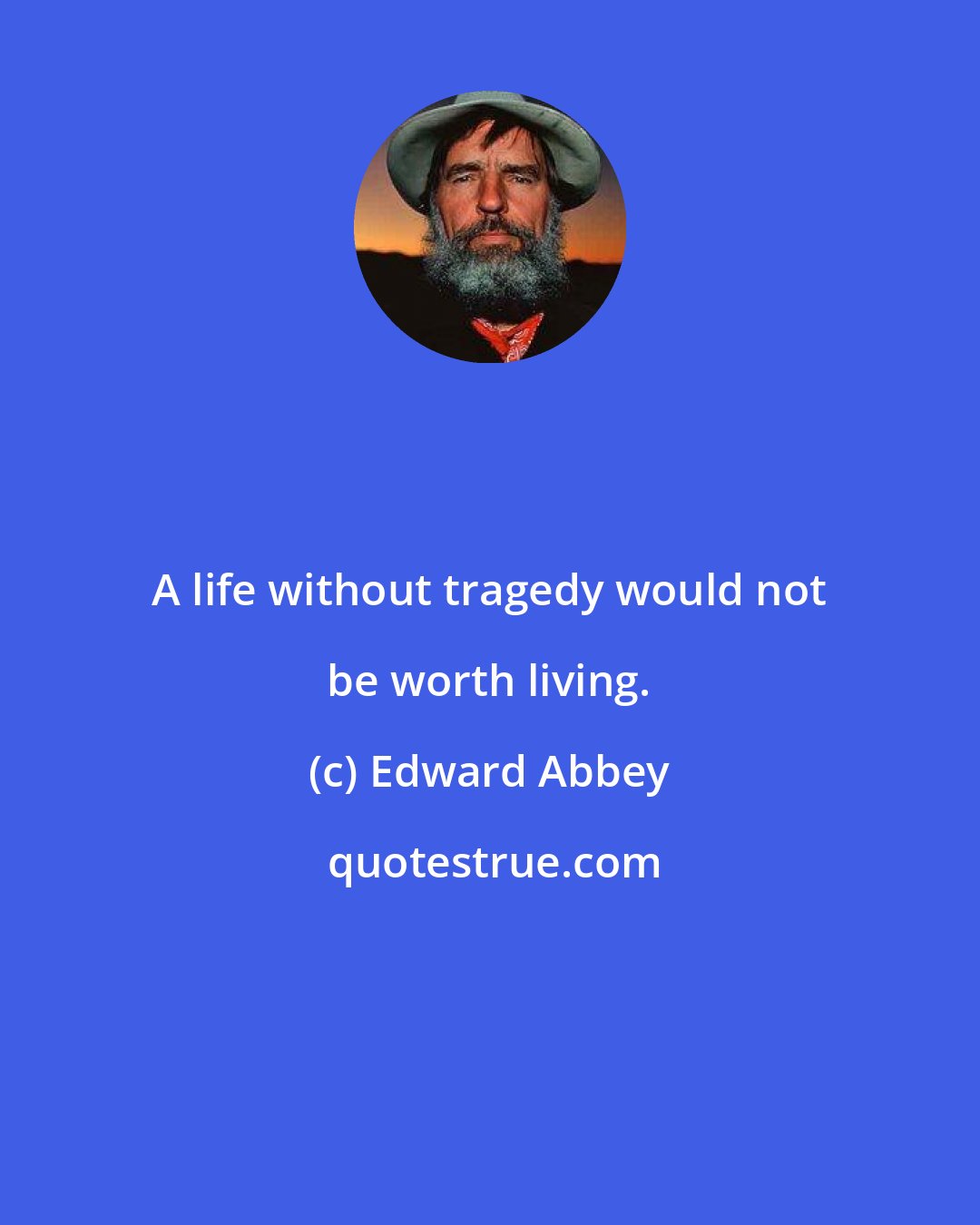 Edward Abbey: A life without tragedy would not be worth living.