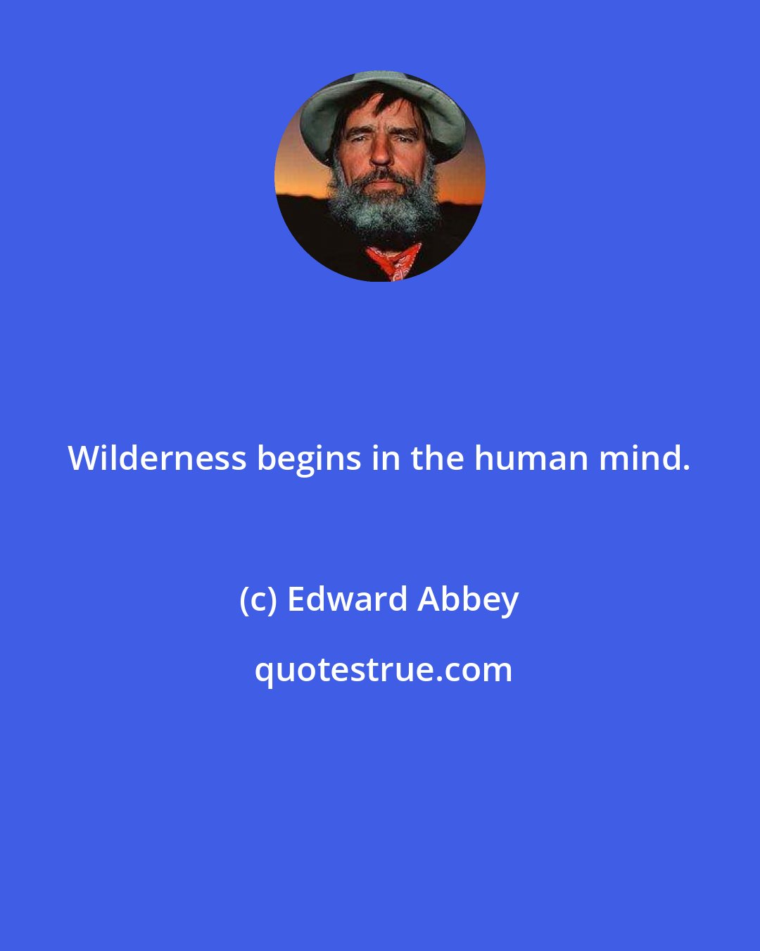 Edward Abbey: Wilderness begins in the human mind.