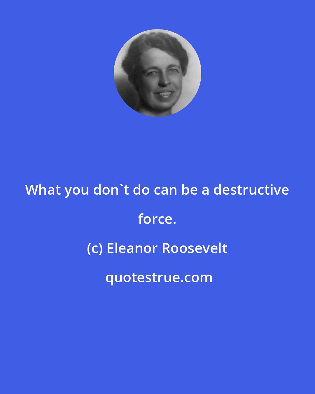 Eleanor Roosevelt: What you don't do can be a destructive force.