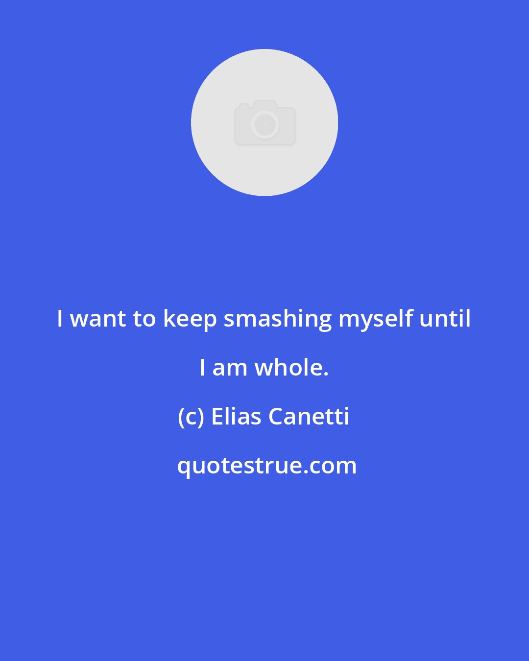 Elias Canetti: I want to keep smashing myself until I am whole.