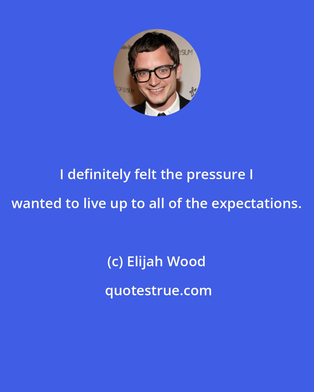 Elijah Wood: I definitely felt the pressure I wanted to live up to all of the expectations.