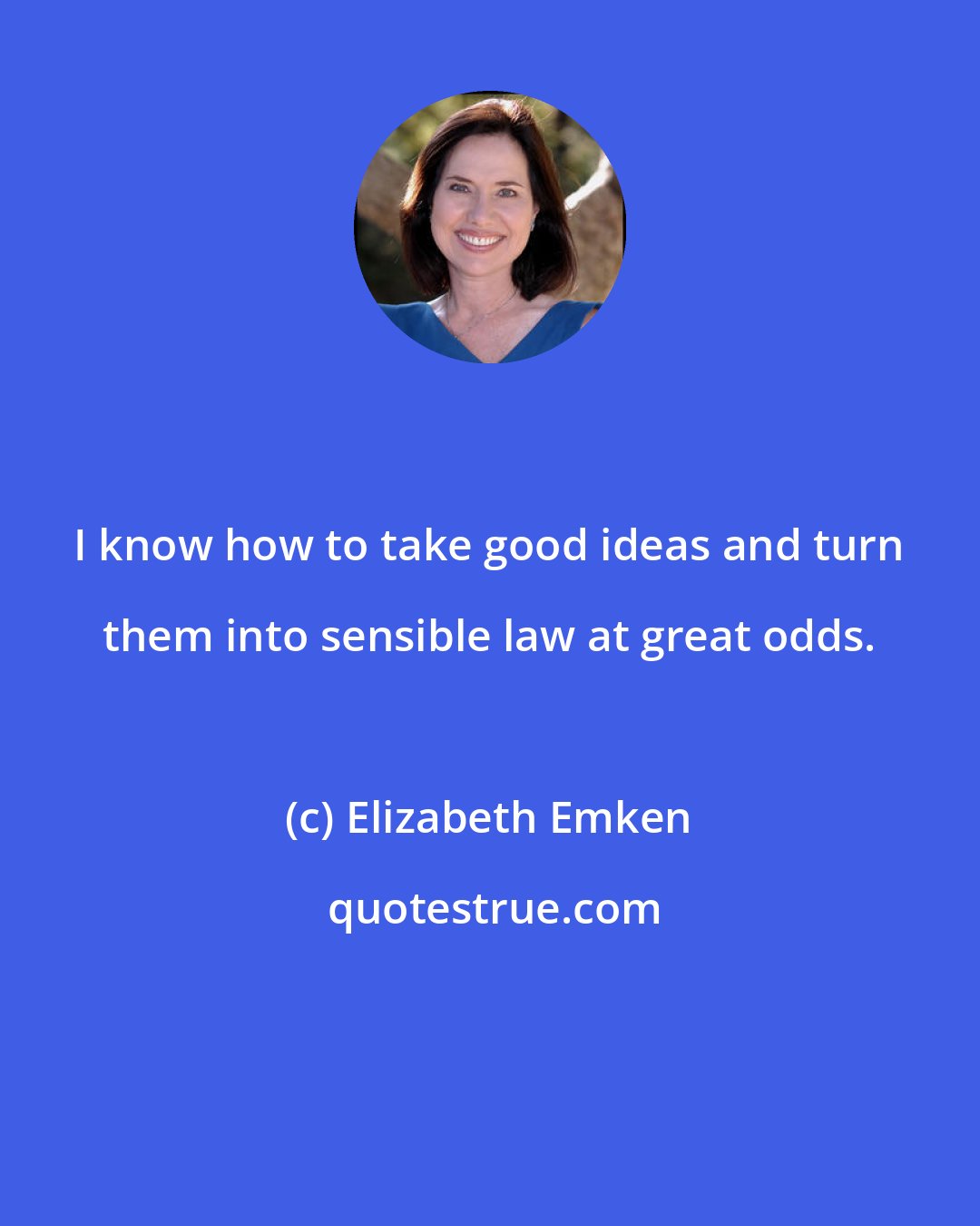 Elizabeth Emken: I know how to take good ideas and turn them into sensible law at great odds.