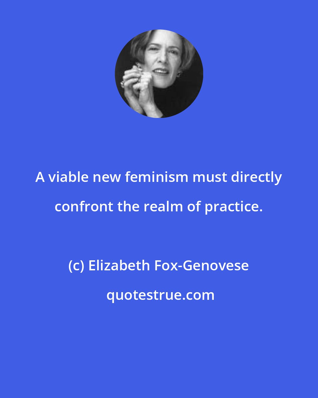 Elizabeth Fox-Genovese: A viable new feminism must directly confront the realm of practice.