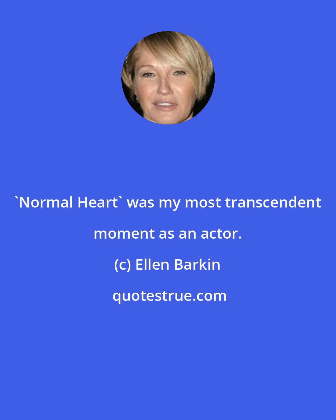 Ellen Barkin: 'Normal Heart' was my most transcendent moment as an actor.