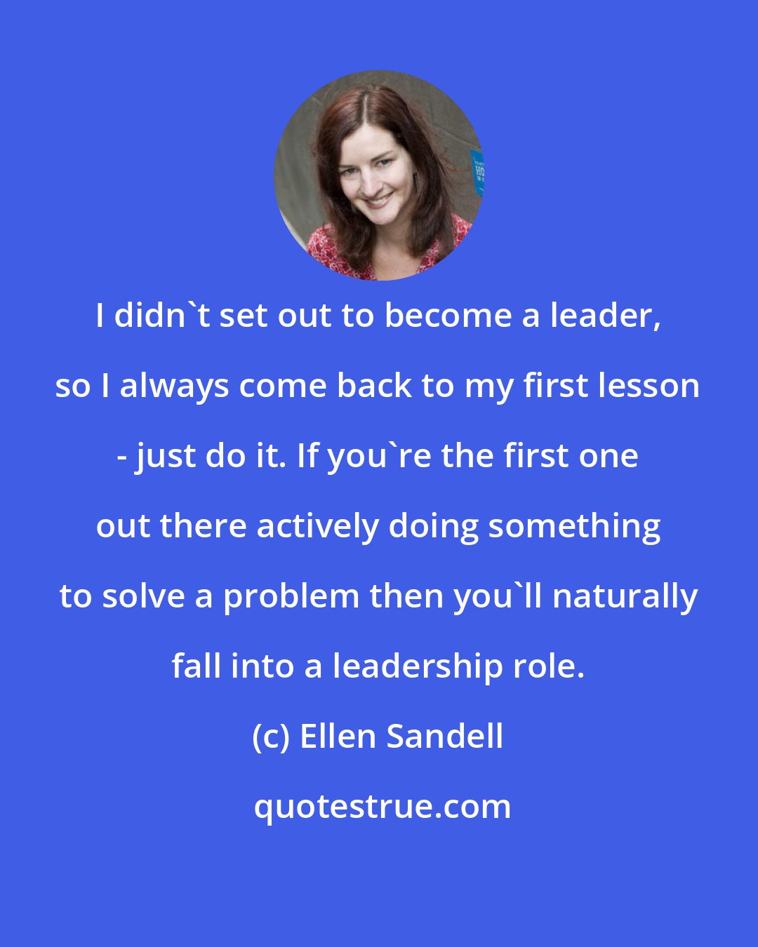 Ellen Sandell: I didn't set out to become a leader, so I always come back to my first lesson - just do it. If you're the first one out there actively doing something to solve a problem then you'll naturally fall into a leadership role.