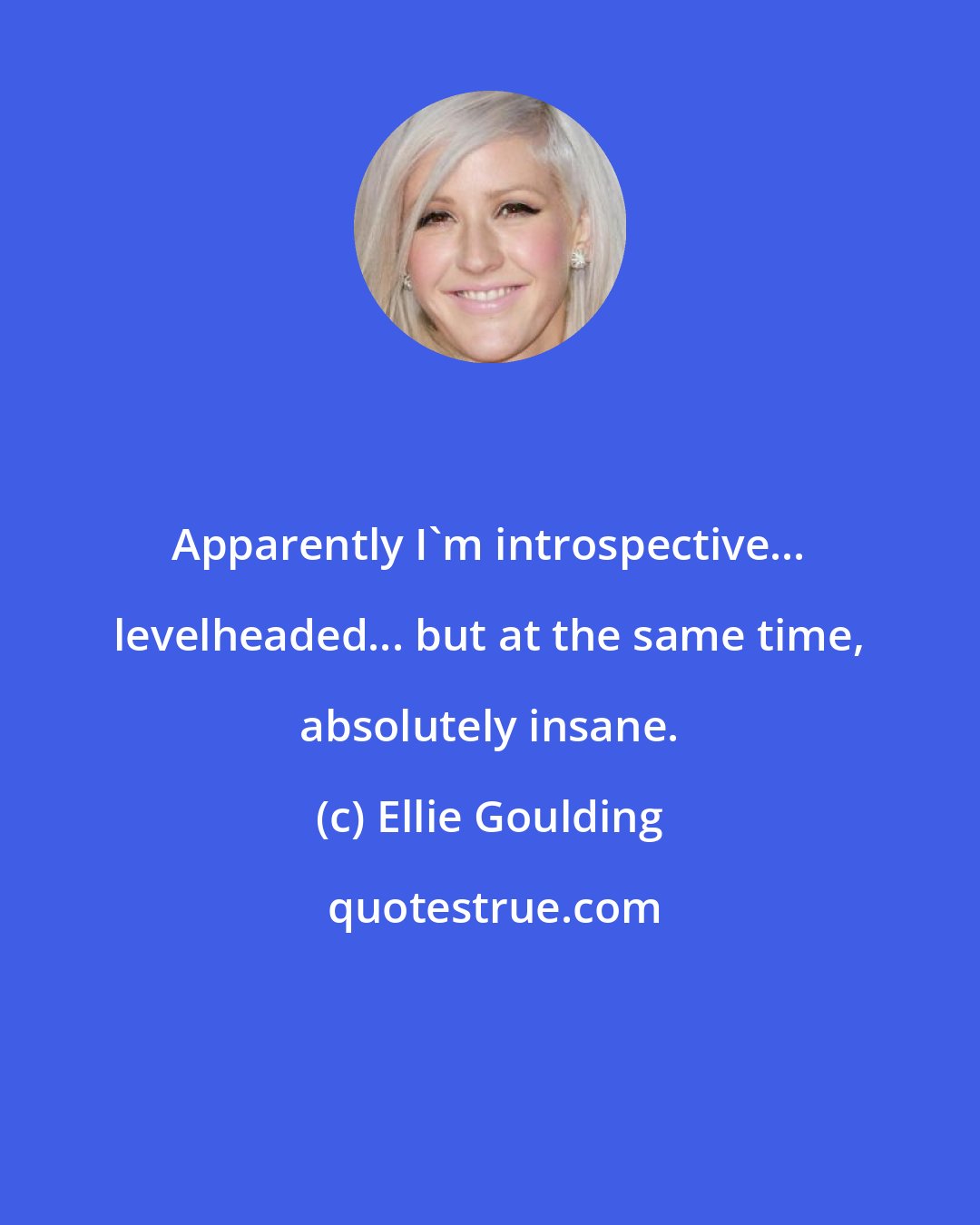 Ellie Goulding: Apparently I'm introspective... levelheaded... but at the same time, absolutely insane.