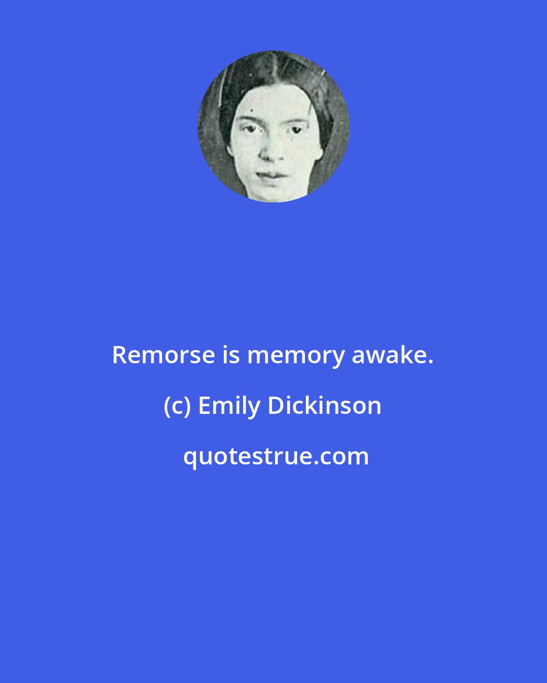 Emily Dickinson: Remorse is memory awake.