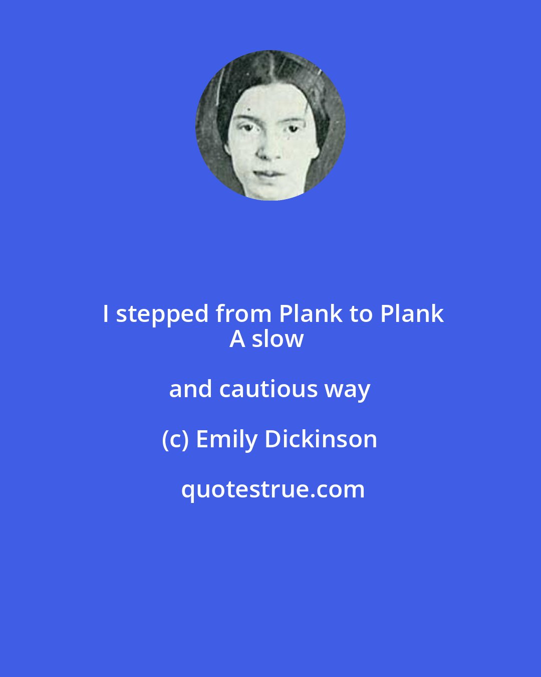 Emily Dickinson: I stepped from Plank to Plank
A slow and cautious way