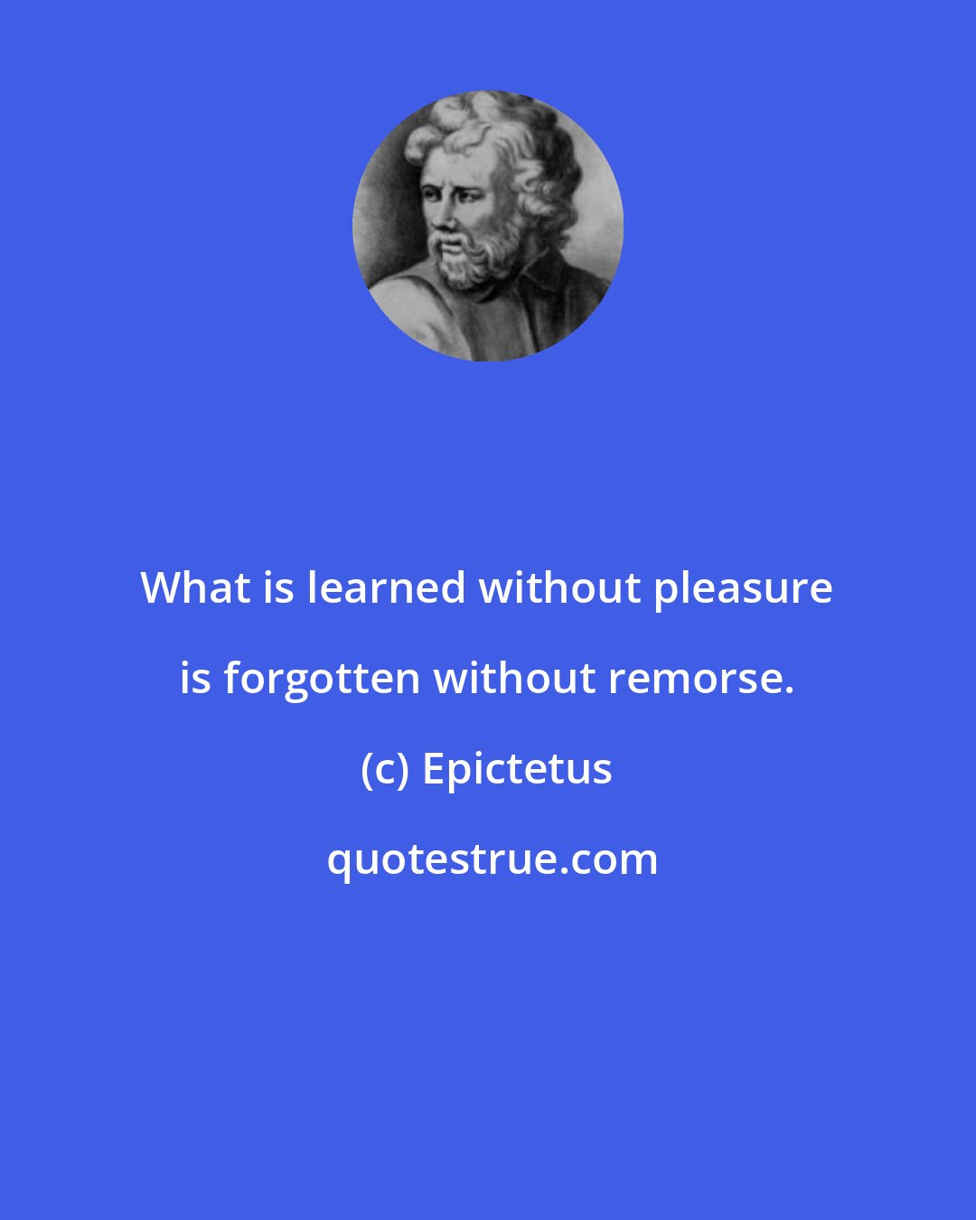Epictetus: What is learned without pleasure is forgotten without remorse.
